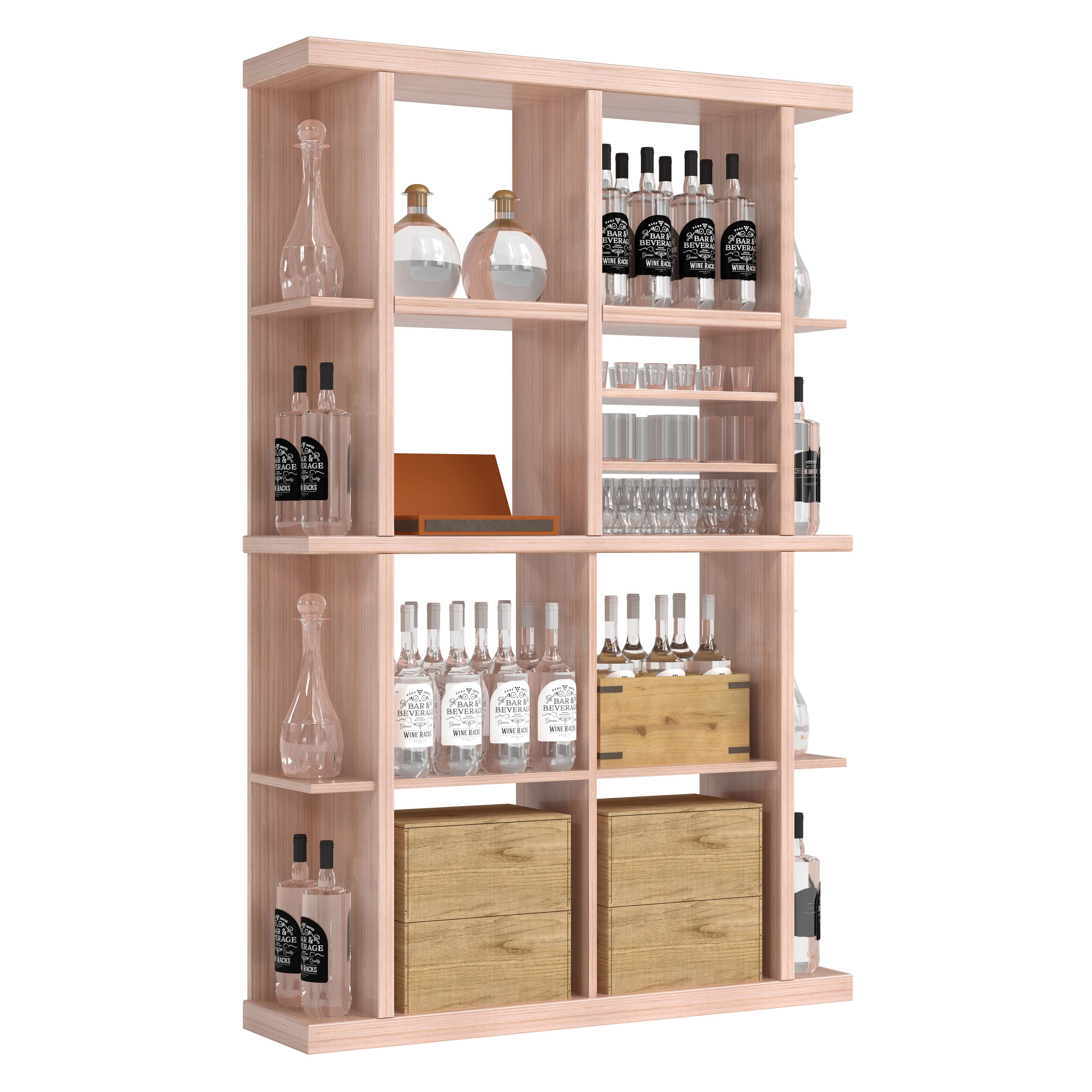 Bar & Beverage The Entertainer Display in Sapele Mahogany Unstained with WineSafe™ Satin Sealant