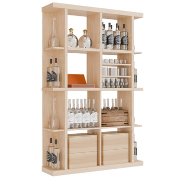 Bar & Beverage The Entertainer Display in White Oak Unstained with WineSafe™ Satin Sealant