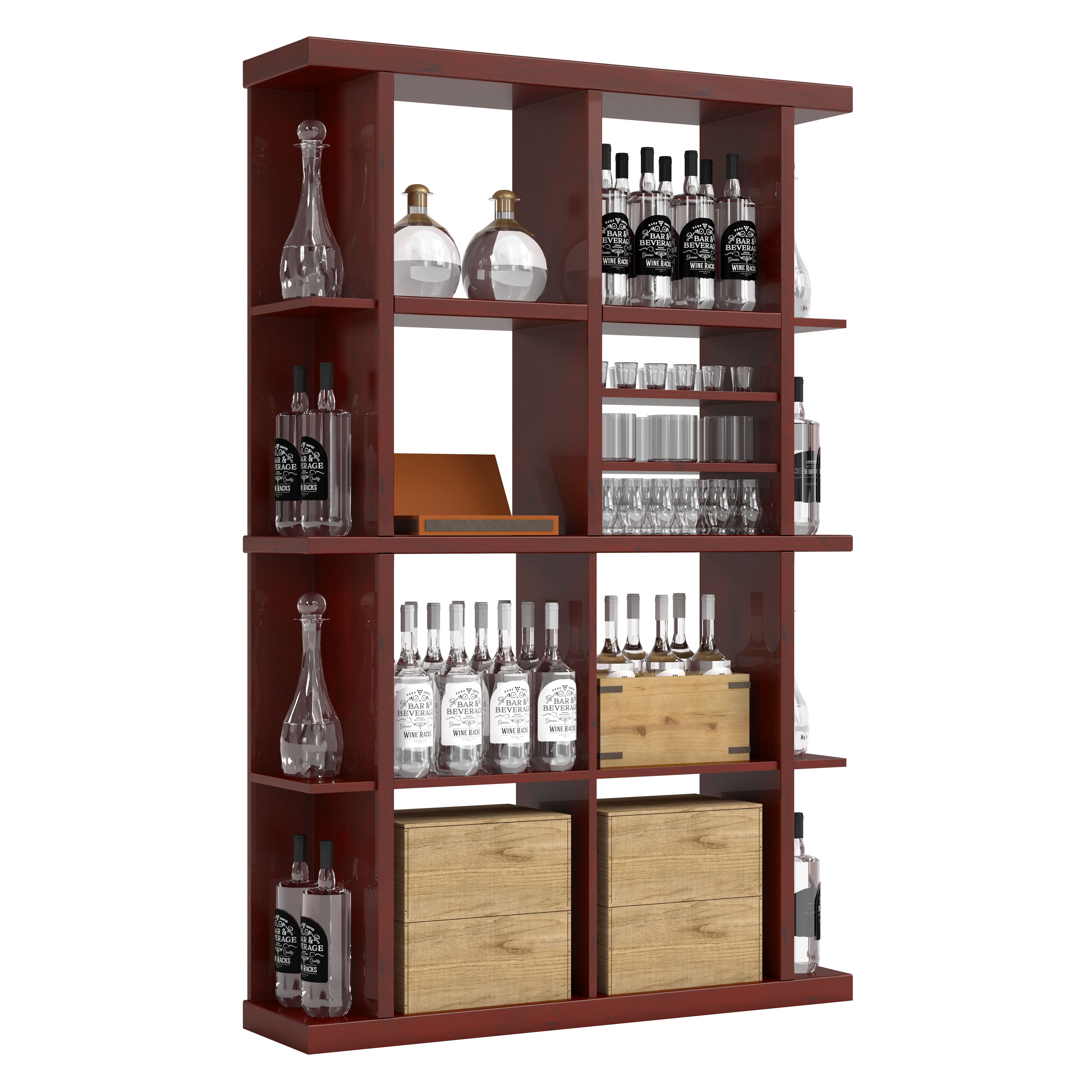 Bar & Beverage The Entertainer Display in Knotty Alder Cherry stained with WineSafe™ Satin Sealant