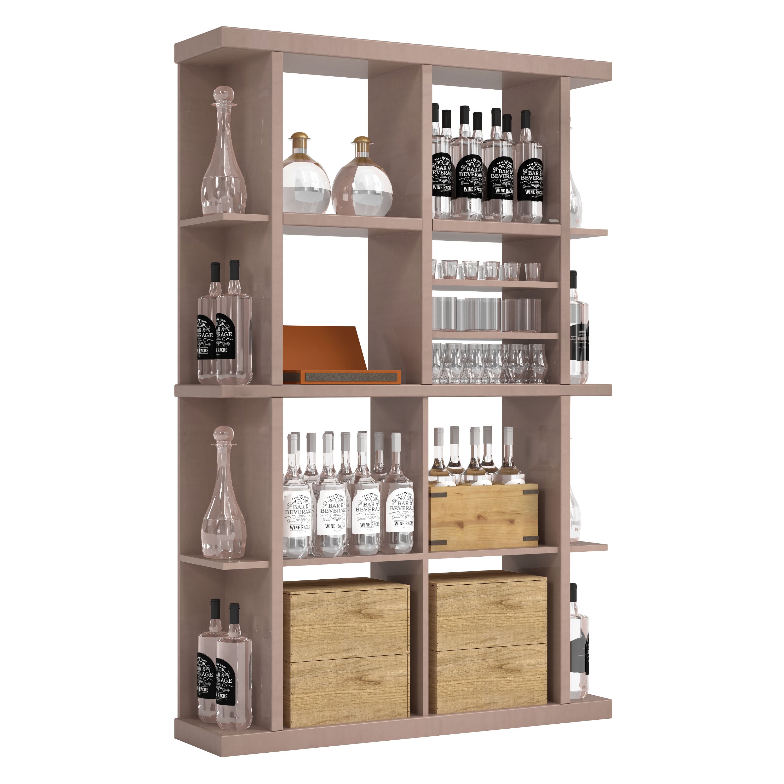 Bar & Beverage The Entertainer Display in Knotty Alder Grey stained with WineSafe™ Satin Sealant