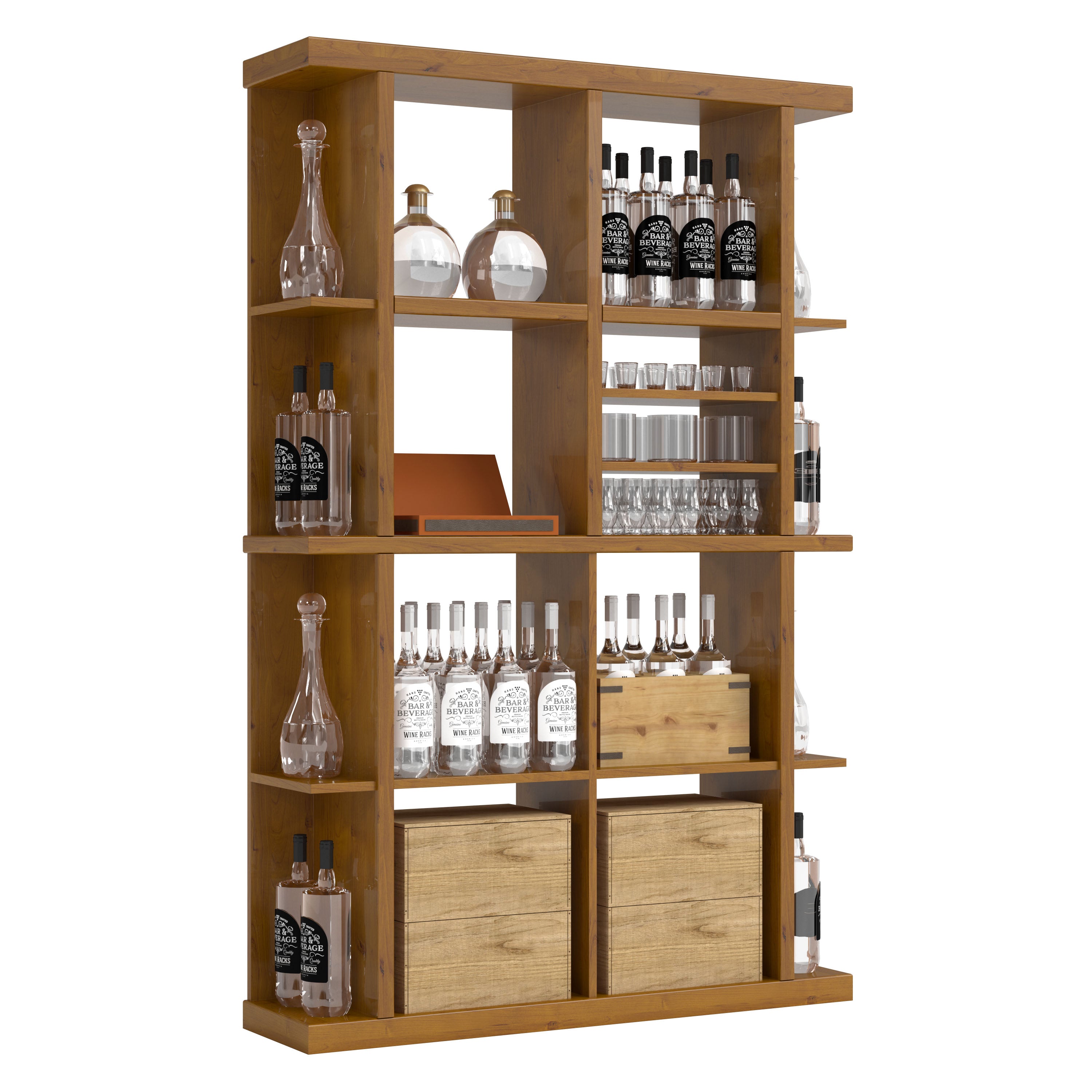 Bar & Beverage The Entertainer Display in Knotty Alder Oak stained with WineSafe™ Satin Sealant