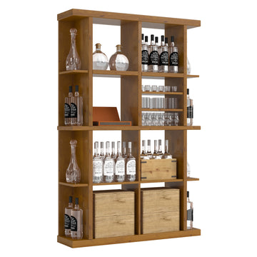 Bar & Beverage The Entertainer Display in Knotty Alder Oak stained with WineSafe™ Satin Sealant