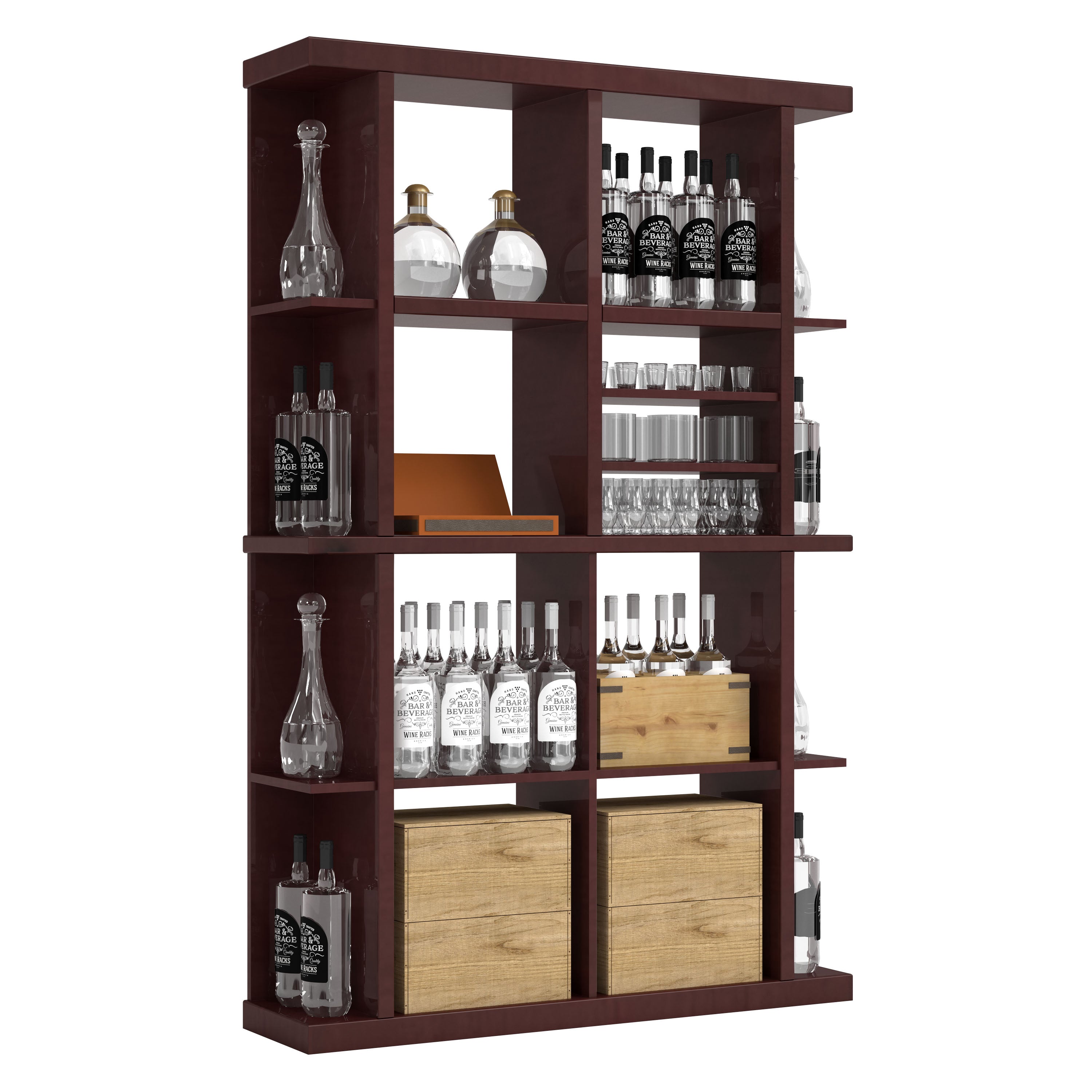 Bar & Beverage The Entertainer Display in Knotty Alder Walnut stained with WineSafe™ Satin Sealant
