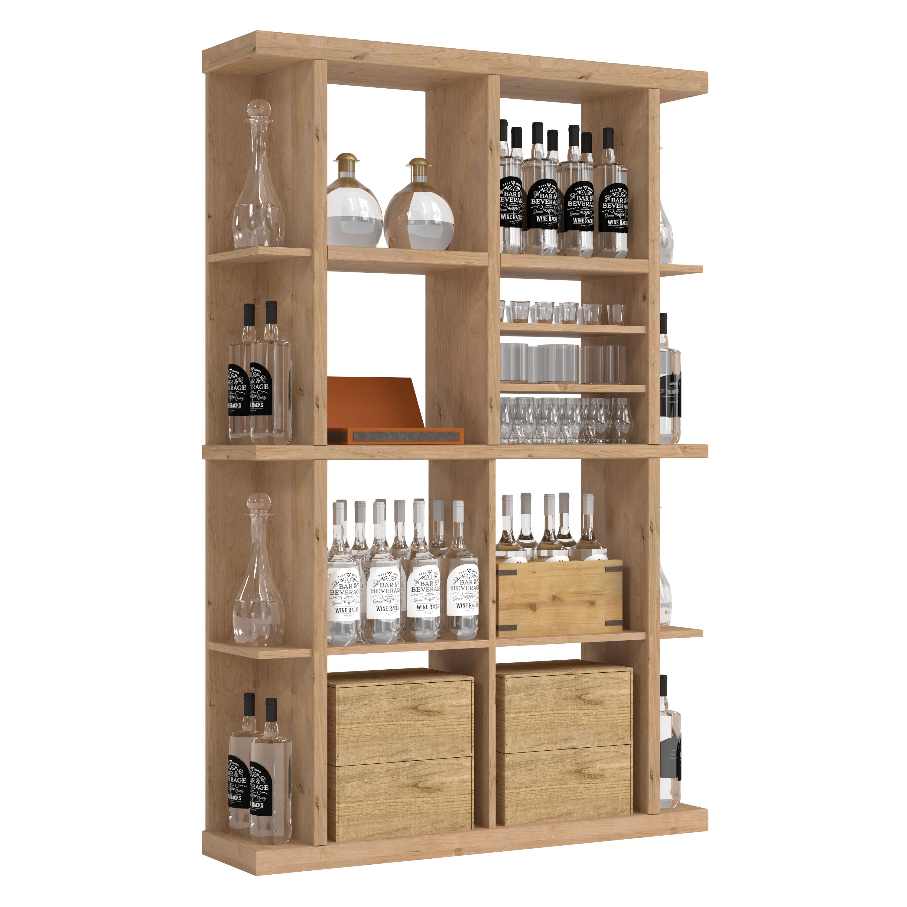 Bar & Beverage The Entertainer Display in Knotty Alder Unstained without WineSafe™ Satin Sealant