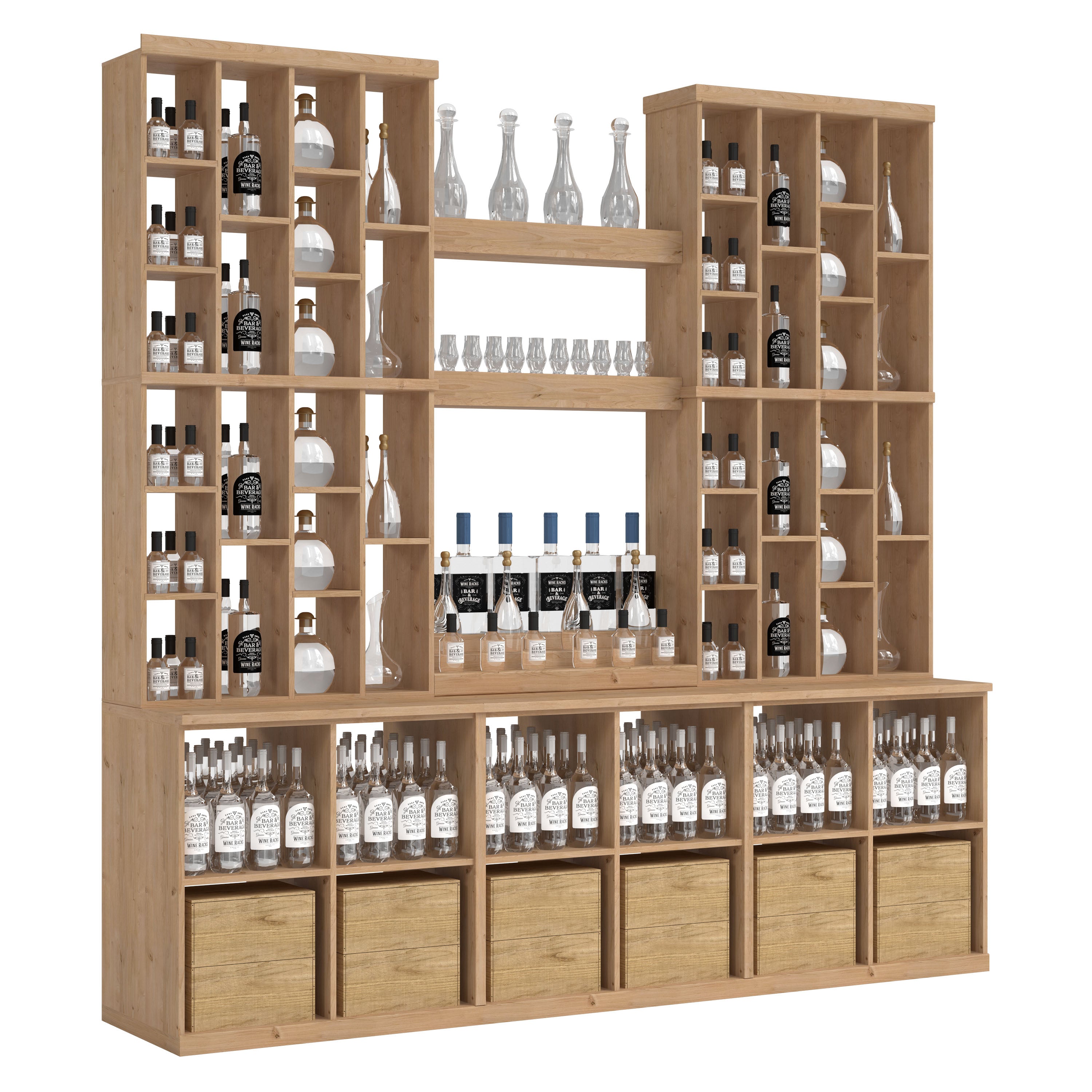 Bar & Beverage The Home Bar Display in Knotty Alder Unstained without WineSafe™ Satin Sealant