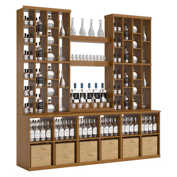 Bar & Beverage The Home Bar Display in Knotty Alder Oak stained with WineSafe™ Satin Sealant