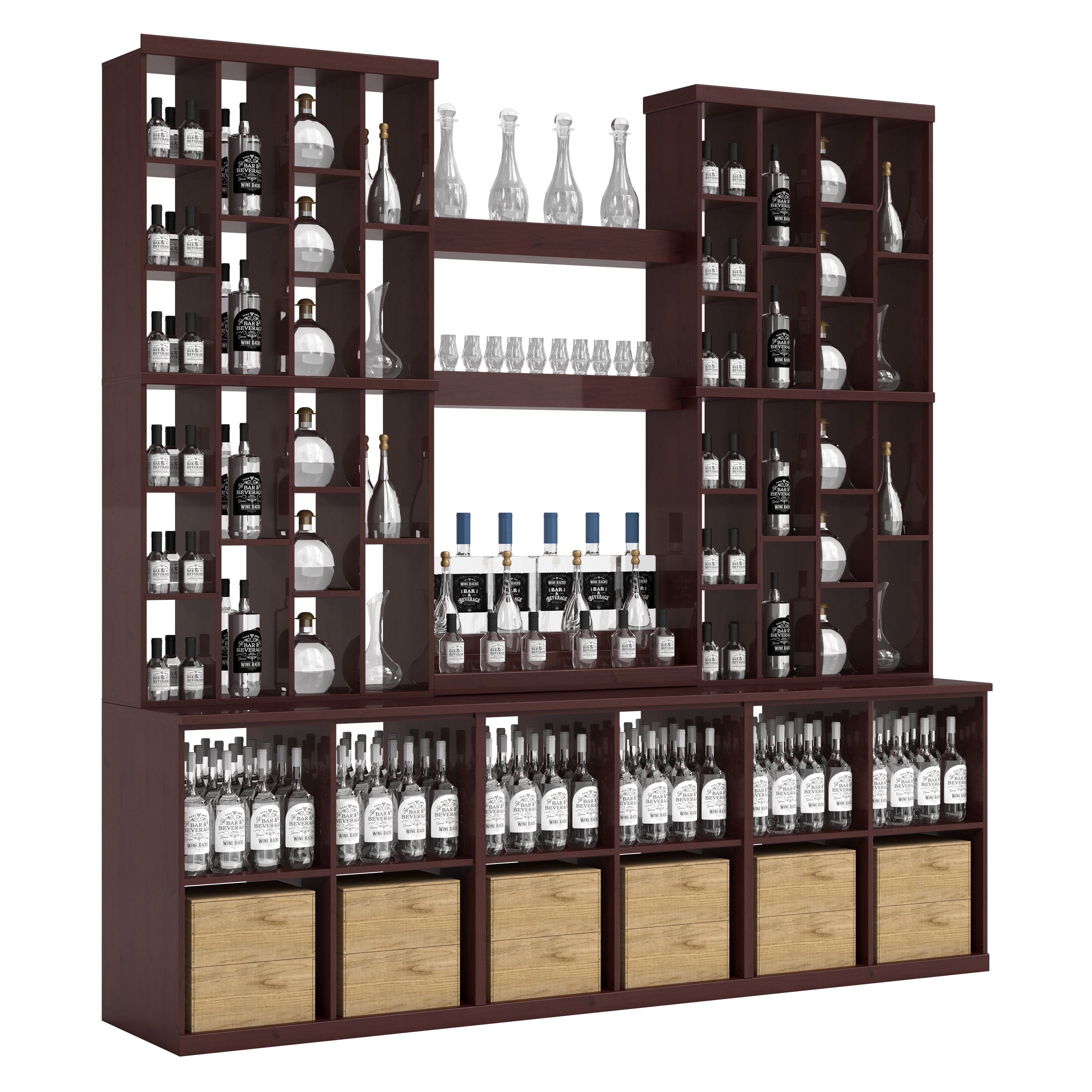 Bar & Beverage The Home Bar Display in Knotty Alder Walnut stained with WineSafe™ Satin Sealant