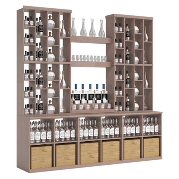 Bar & Beverage The Home Bar Display in Knotty Alder Grey stained with WineSafe™ Satin Sealant