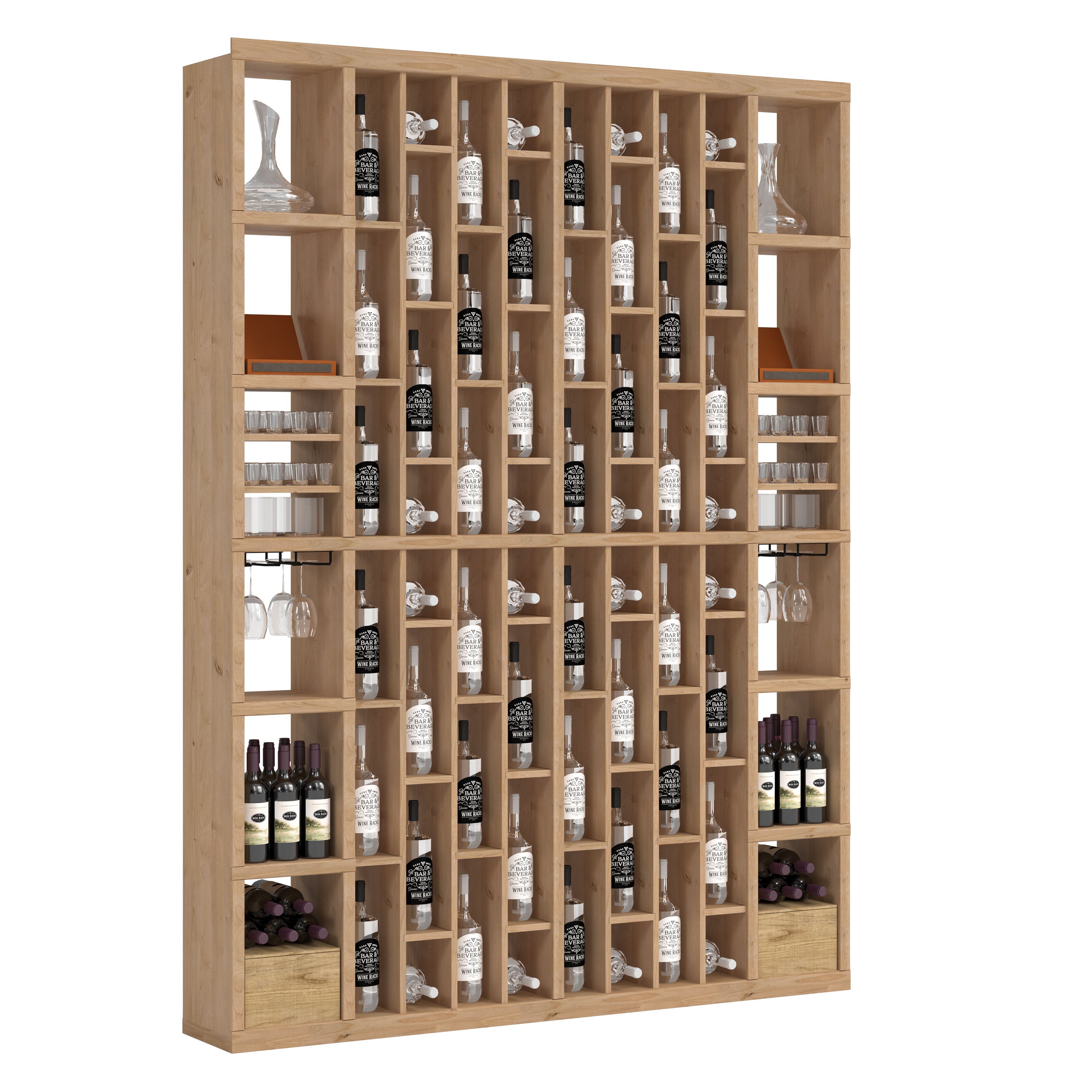 Bar & Beverage The Parlor Display in Knotty Alder Unstained without WineSafe™ Satin Sealant