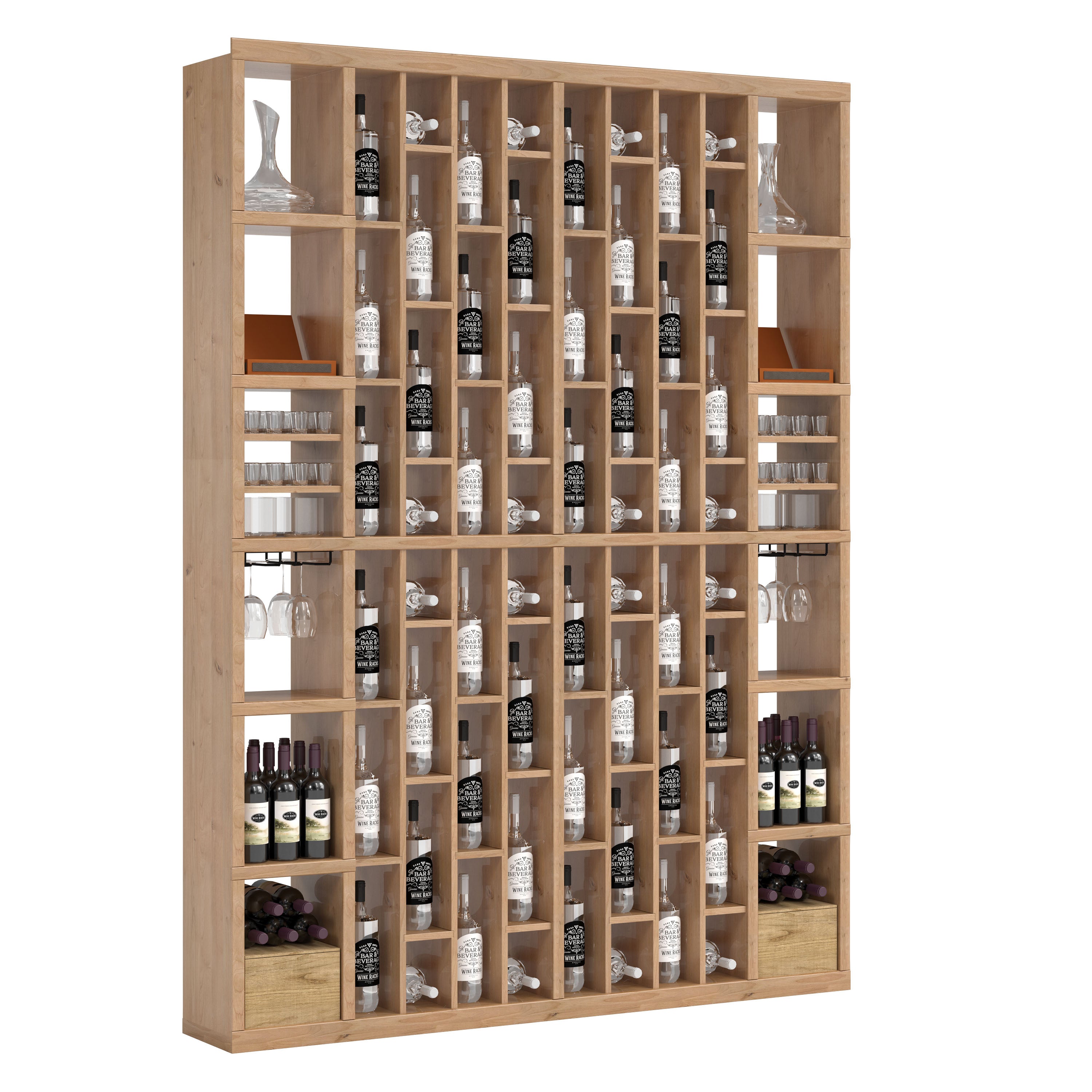 Bar & Beverage The Parlor Display in Knotty Alder Unstained with WineSafe™ Satin Sealant