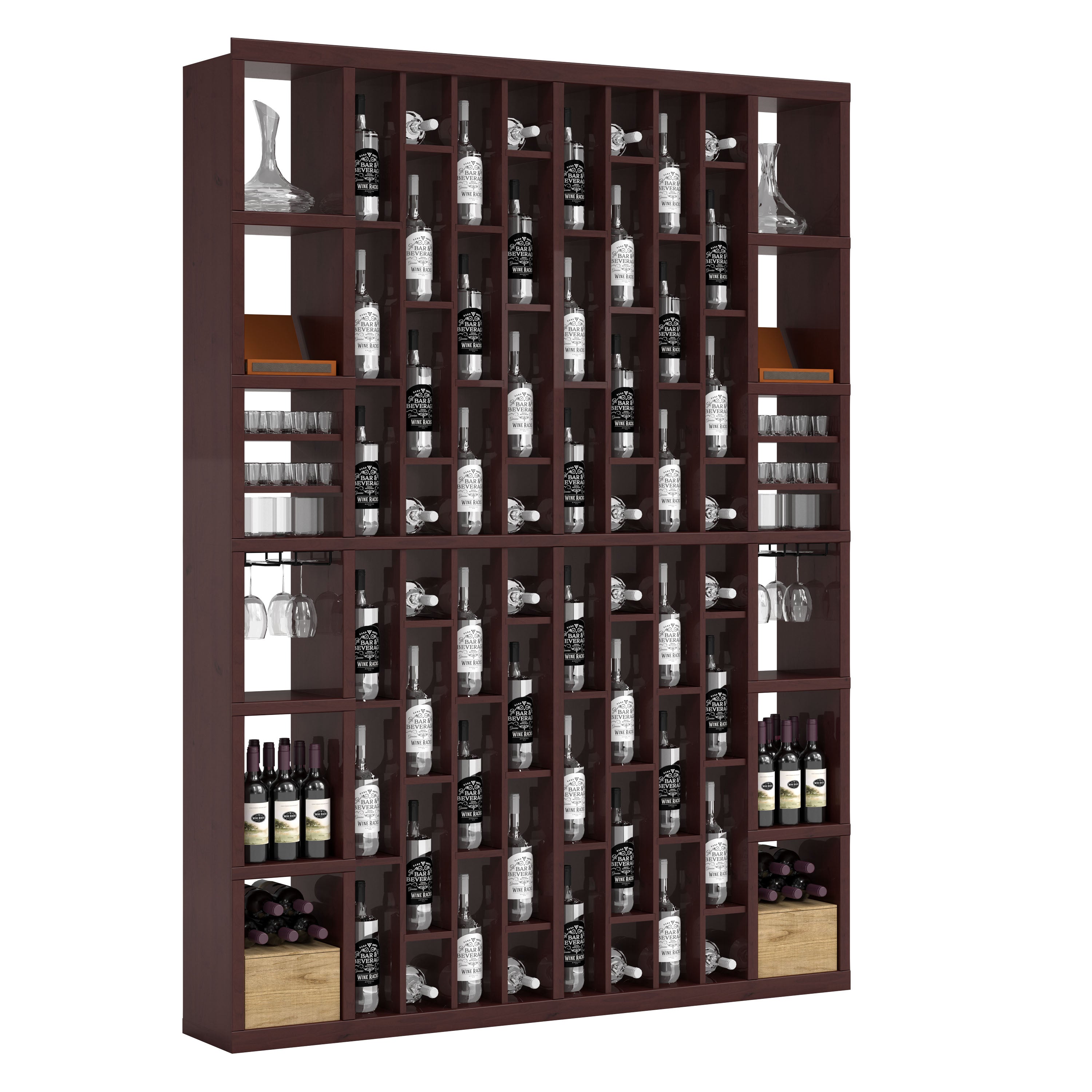 Bar & Beverage The Parlor Display in Knotty Alder Walnut stained with WineSafe™ Satin Sealant