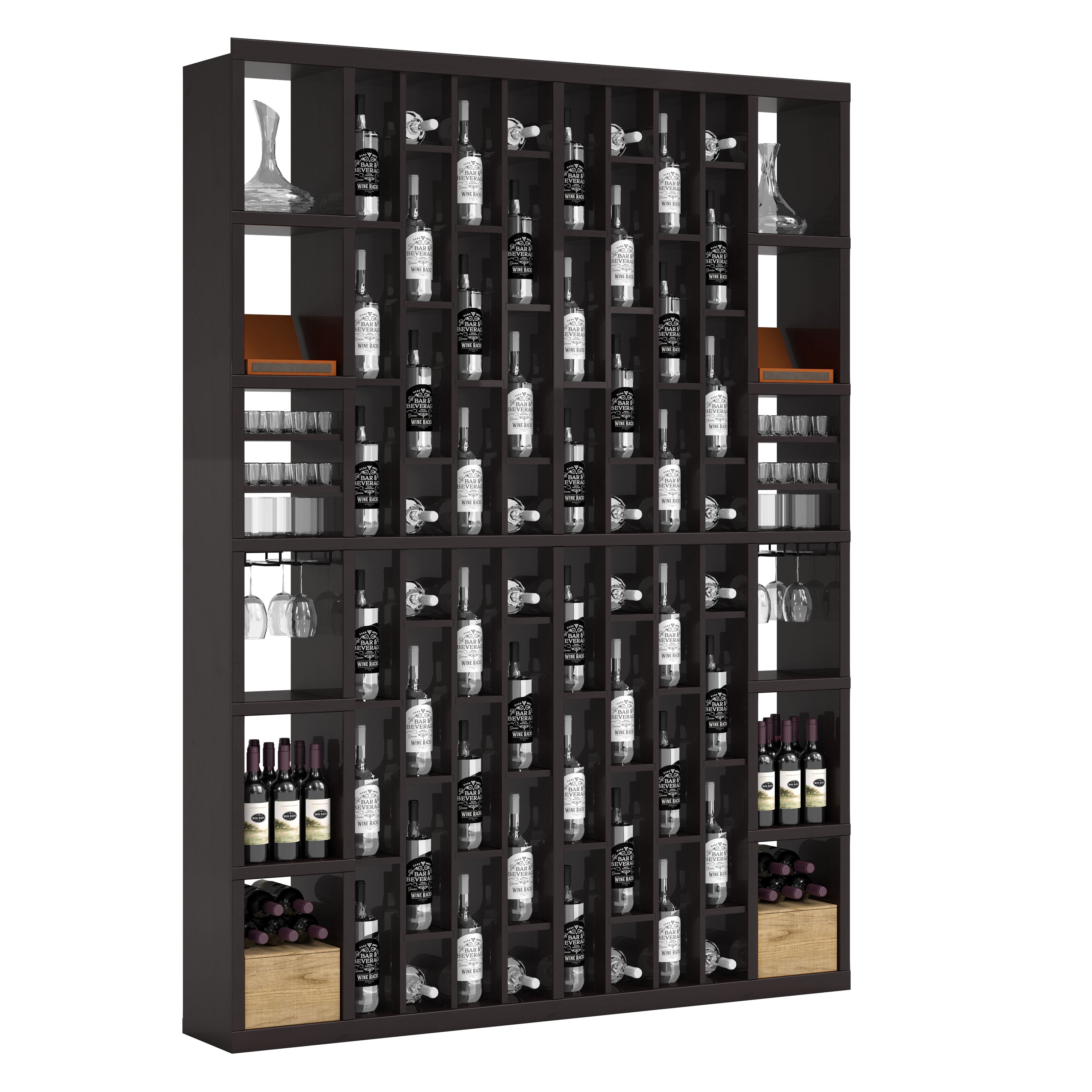 Bar & Beverage The Parlor Display in Knotty Alder Black stained with WineSafe™ Satin Sealant