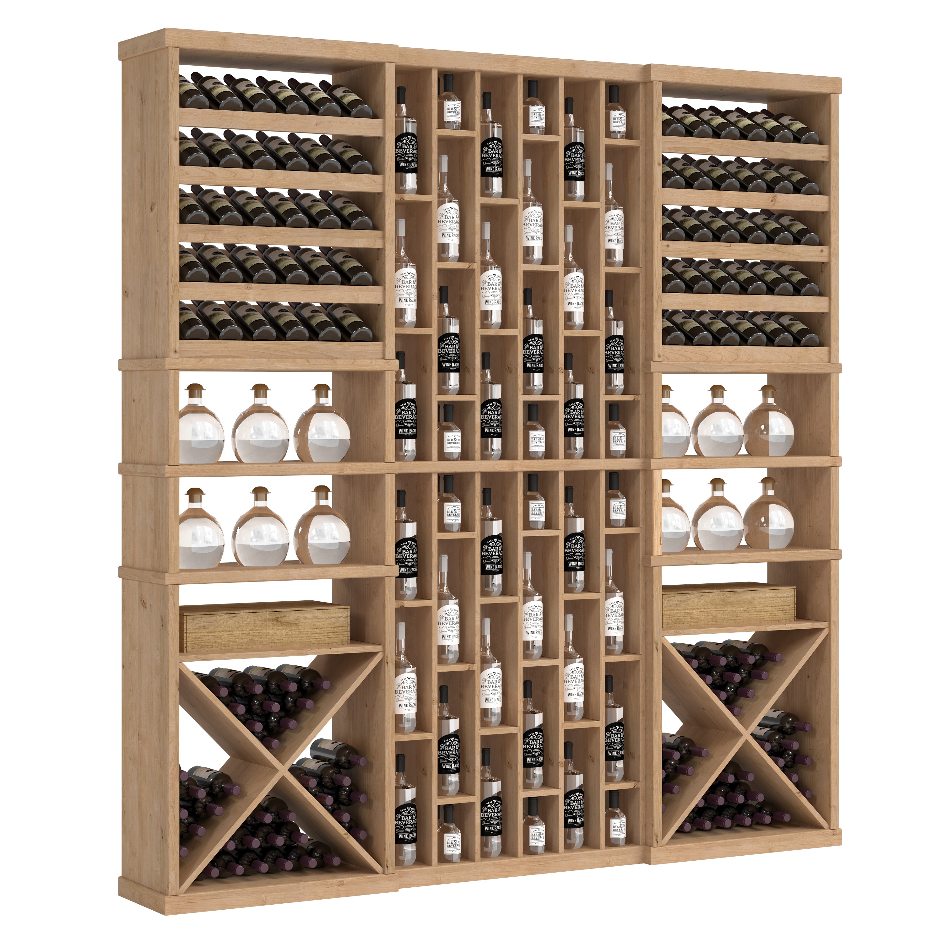 Bar & Beverage The Reserve Display in Knotty Alder Unstained without WineSafe™ Satin Sealant