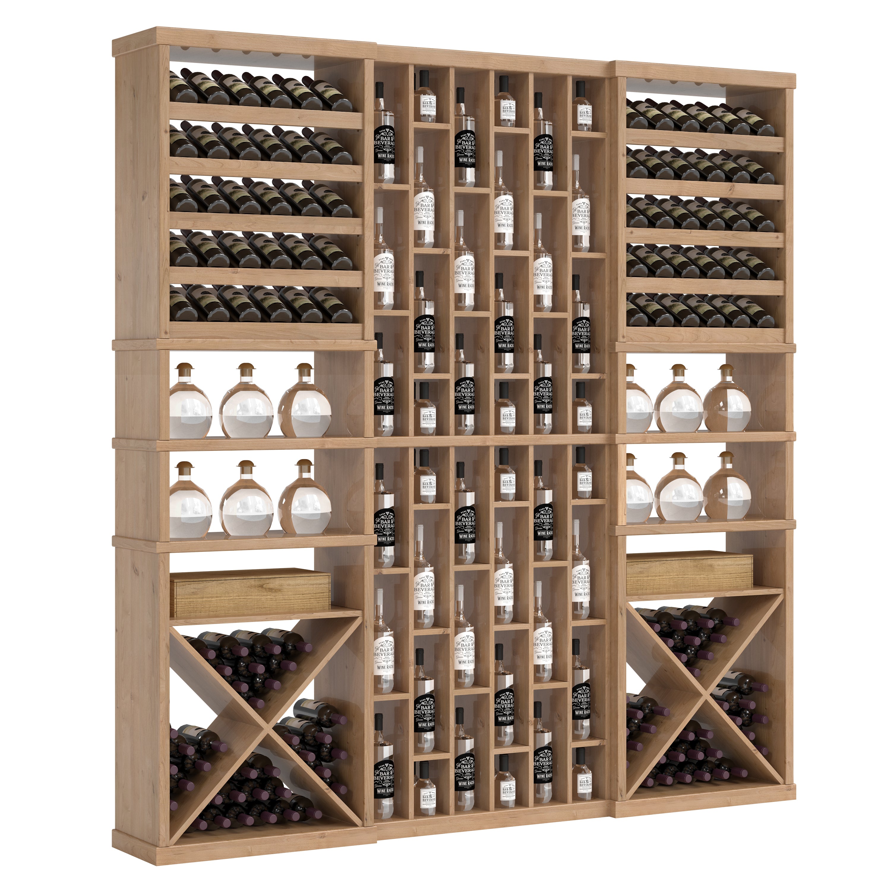 Bar & Beverage The Reserve Display in Knotty Alder Unstained with WineSafe™ Satin Sealant