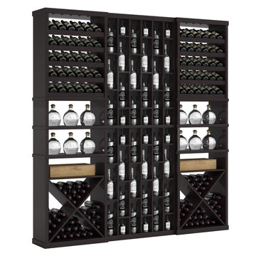 Bar & Beverage The Reserve Display in Knotty Alder Black stained with WineSafe™ Satin Sealant
