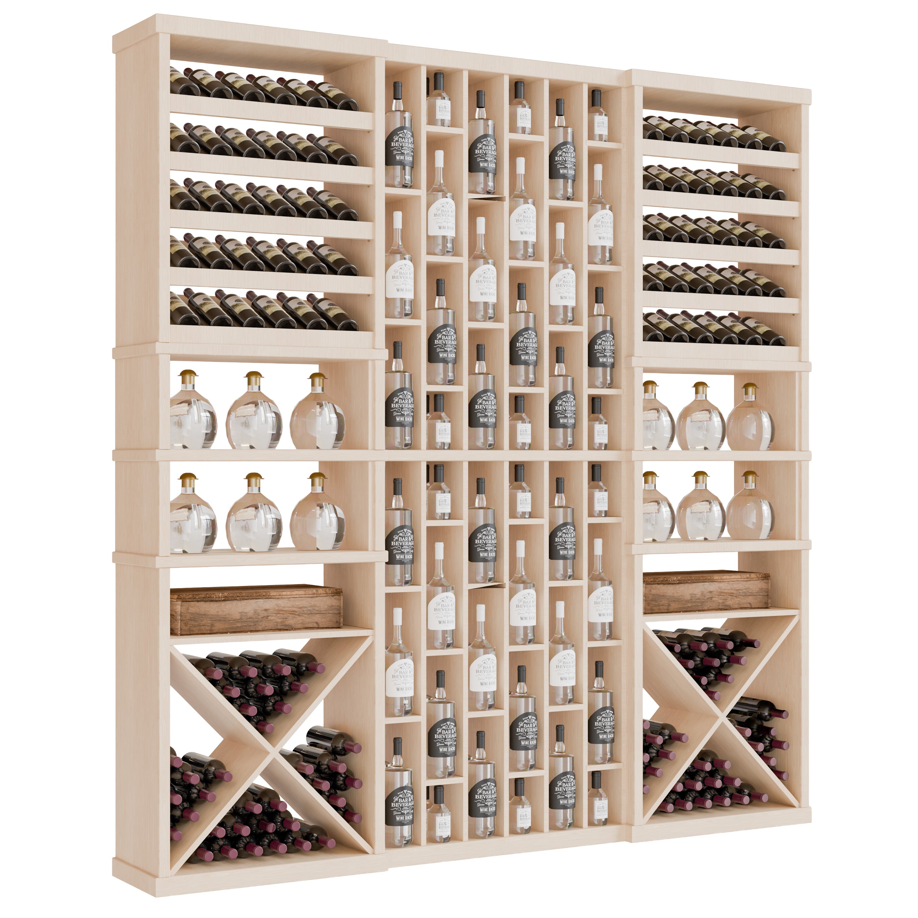 Bar & Beverage The Reserve Display in White Oak Unstained without WineSafe™ Satin Sealant