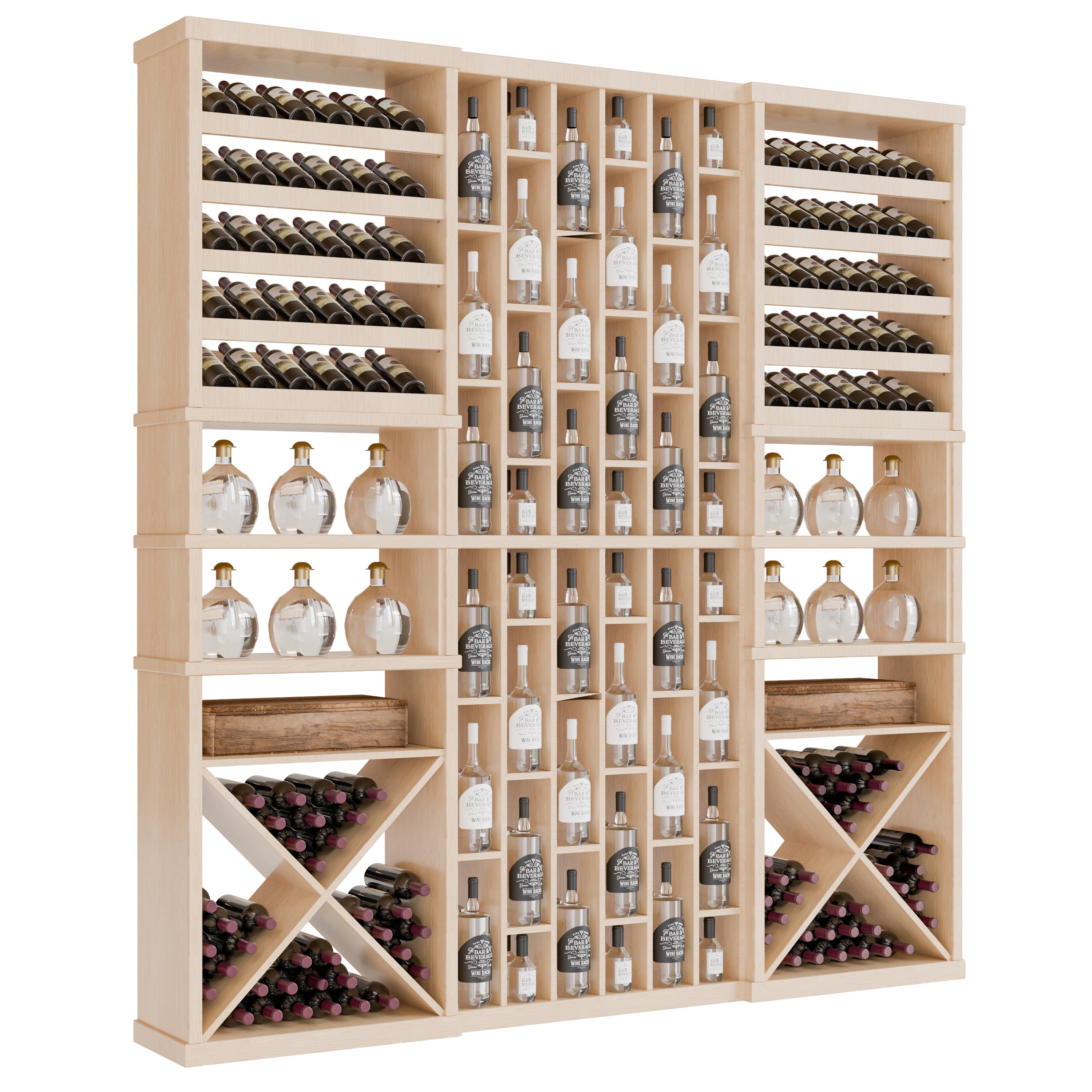 Bar & Beverage The Reserve Display in White Oak Unstained with WineSafe™ Satin Sealant