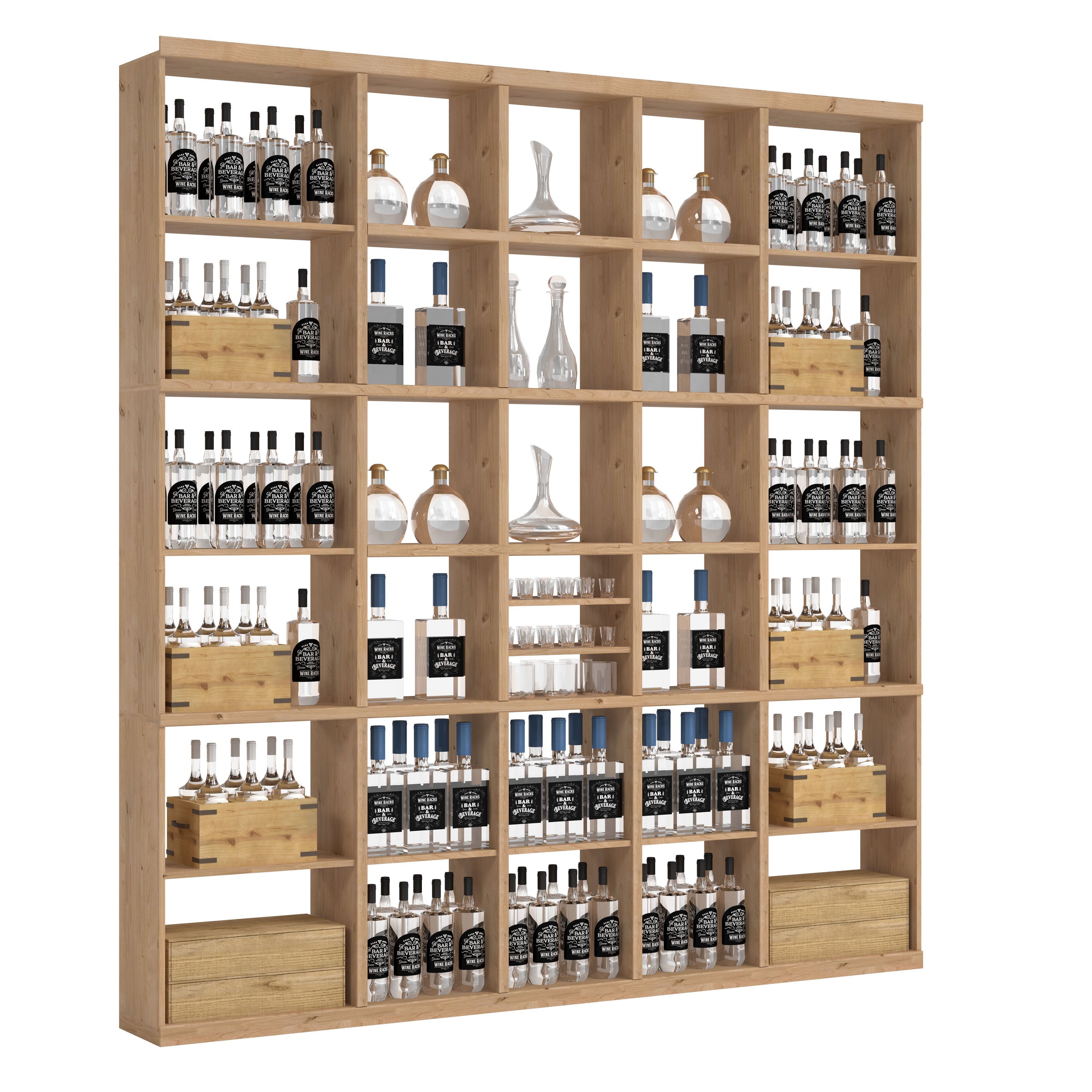 Bar & Beverage The Signature Display in Knotty Alder Unstained without WineSafe™ Satin Sealant