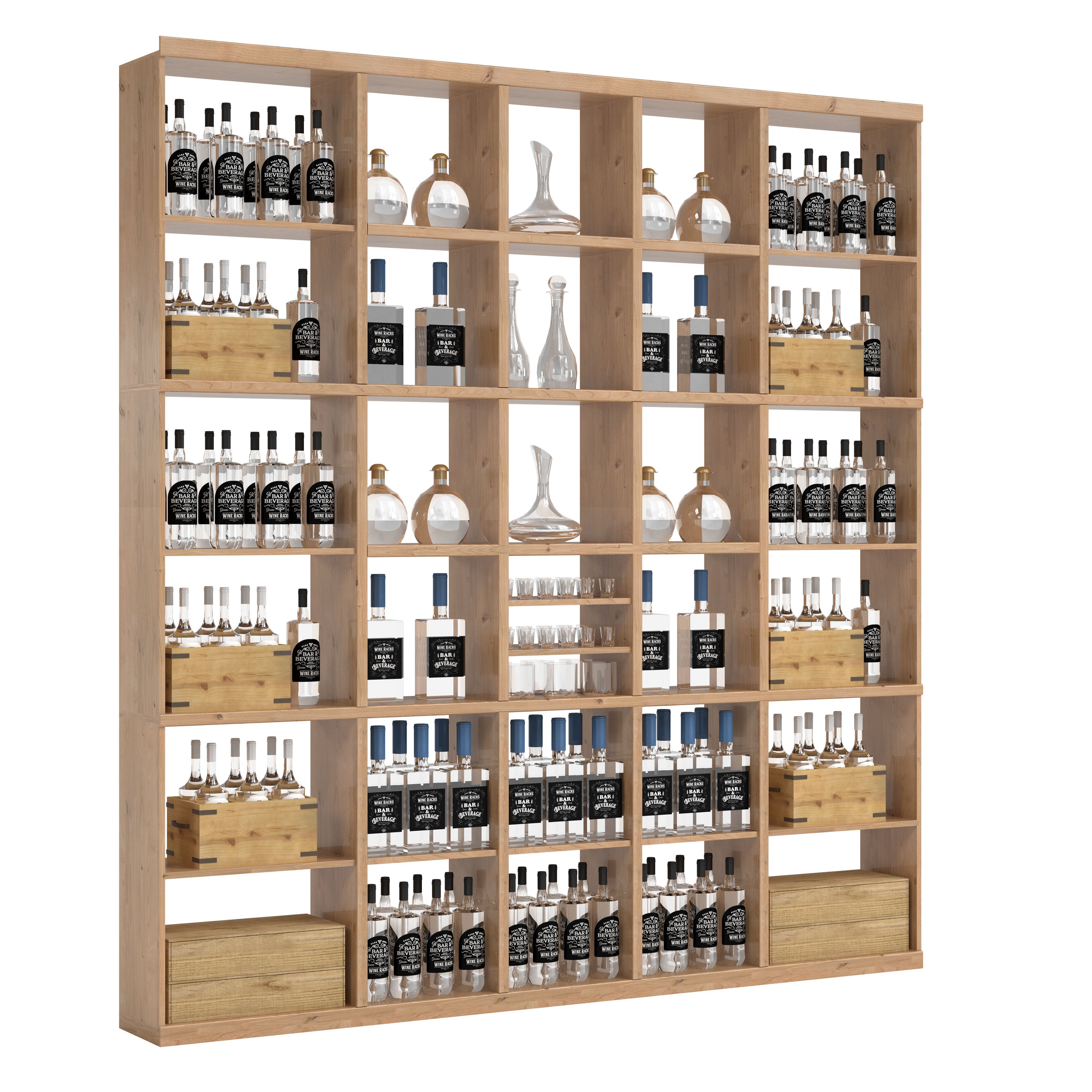 Bar & Beverage The Signature Display in Knotty Alder Unstained with WineSafe™ Satin Sealant