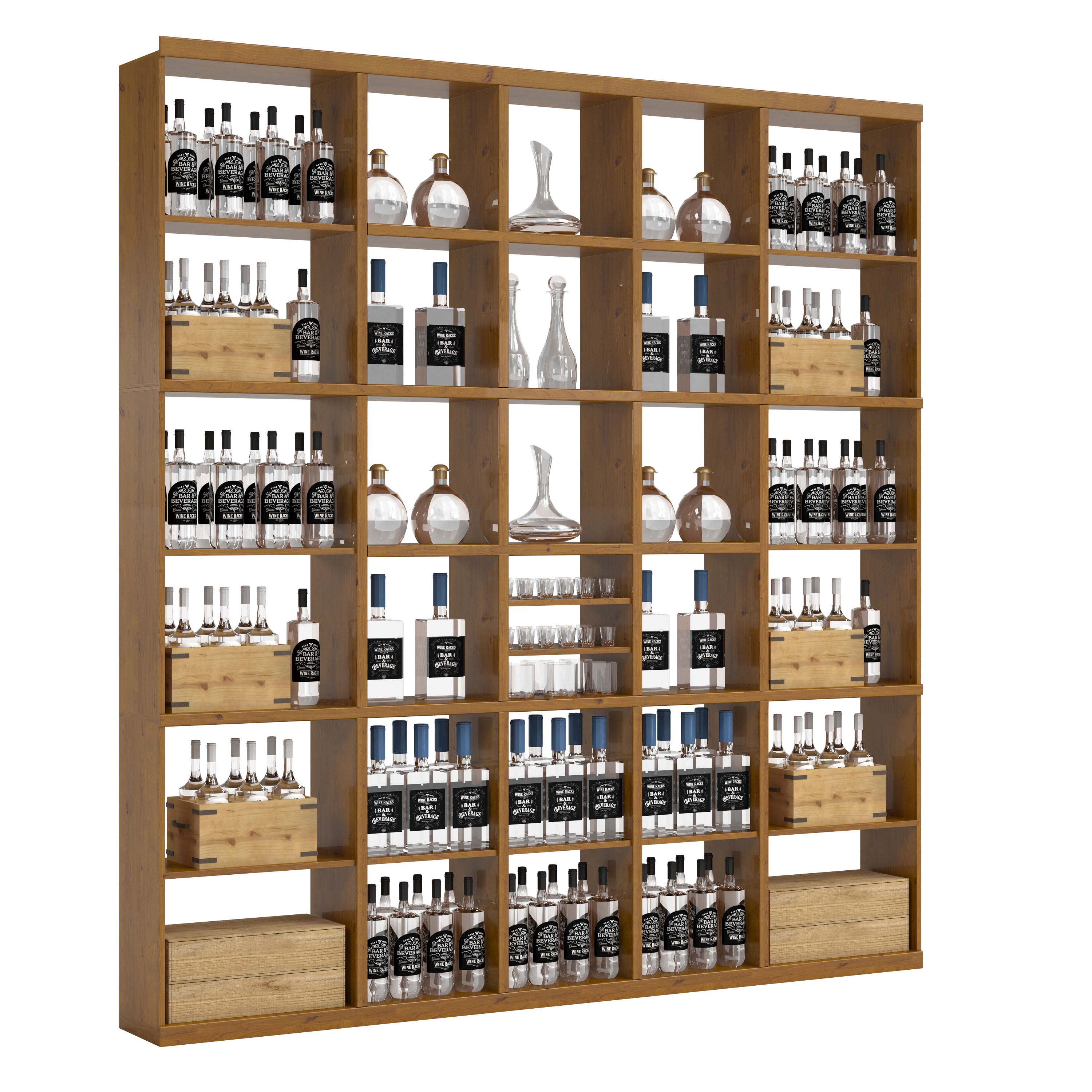 Bar & Beverage The Signature Display in Knotty Alder Oak stained with WineSafe™ Satin Sealant