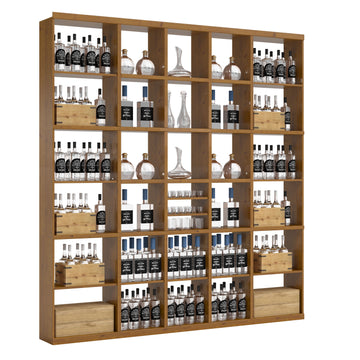 Bar & Beverage The Signature Display in Knotty Alder Oak stained with WineSafe™ Satin Sealant