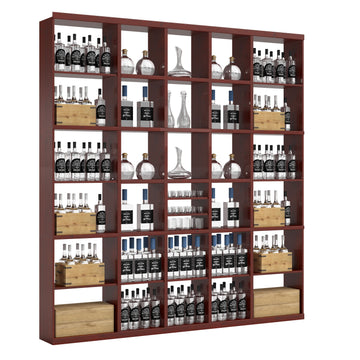 Bar & Beverage The Signature Display in Knotty Alder Cherry stained with WineSafe™ Satin Sealant