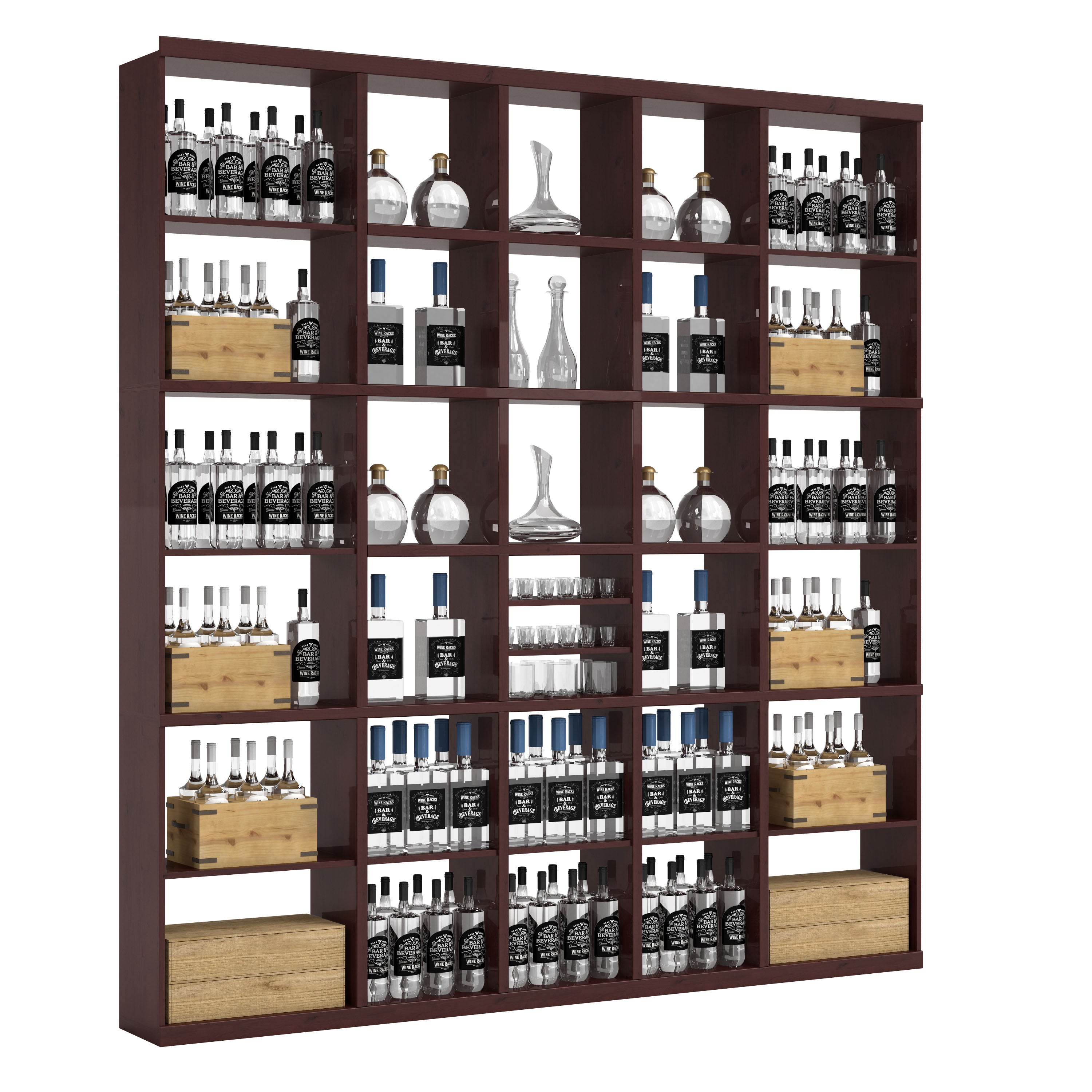 Bar & Beverage The Signature Display in Knotty Alder Walnut stained with WineSafe™ Satin Sealant