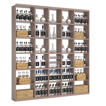 Bar & Beverage The Signature Display in Knotty Alder Grey stained with WineSafe™ Satin Sealant