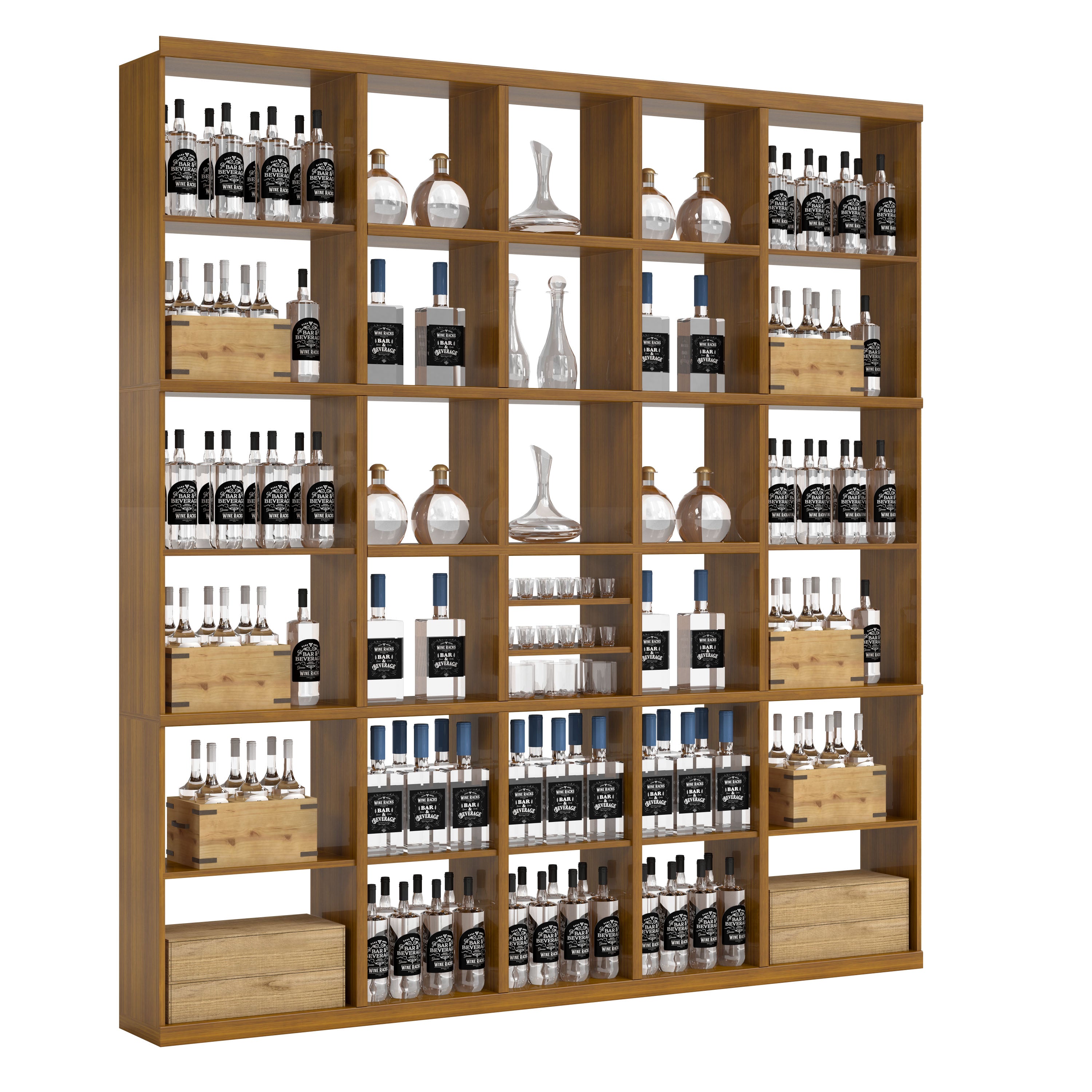 Bar & Beverage The Signature Display in Grand Mahogany Oak stained with WineSafe™ Satin Sealant