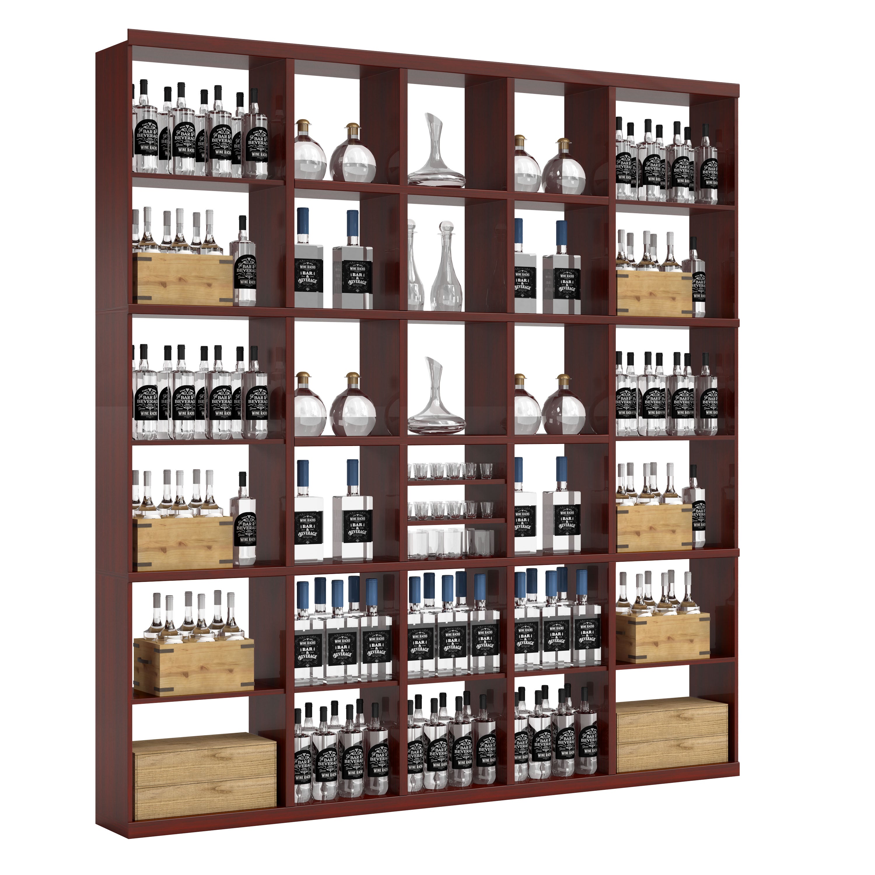 Bar & Beverage The Signature Display in Grand Mahogany Cherry stained with WineSafe™ Satin Sealant