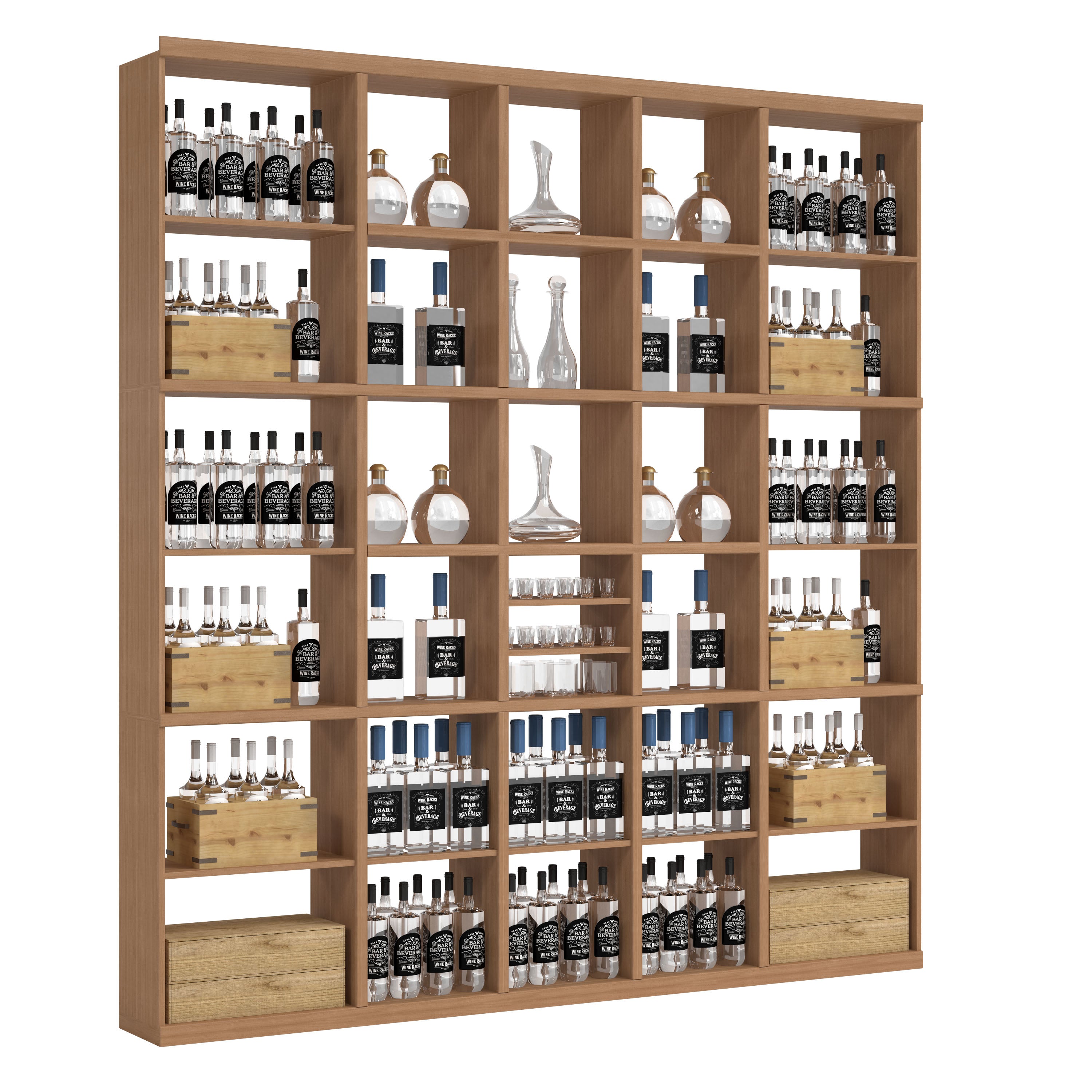 Bar & Beverage The Signature Display in Sapele Mahogany Unstained without WineSafe™ Satin Sealant