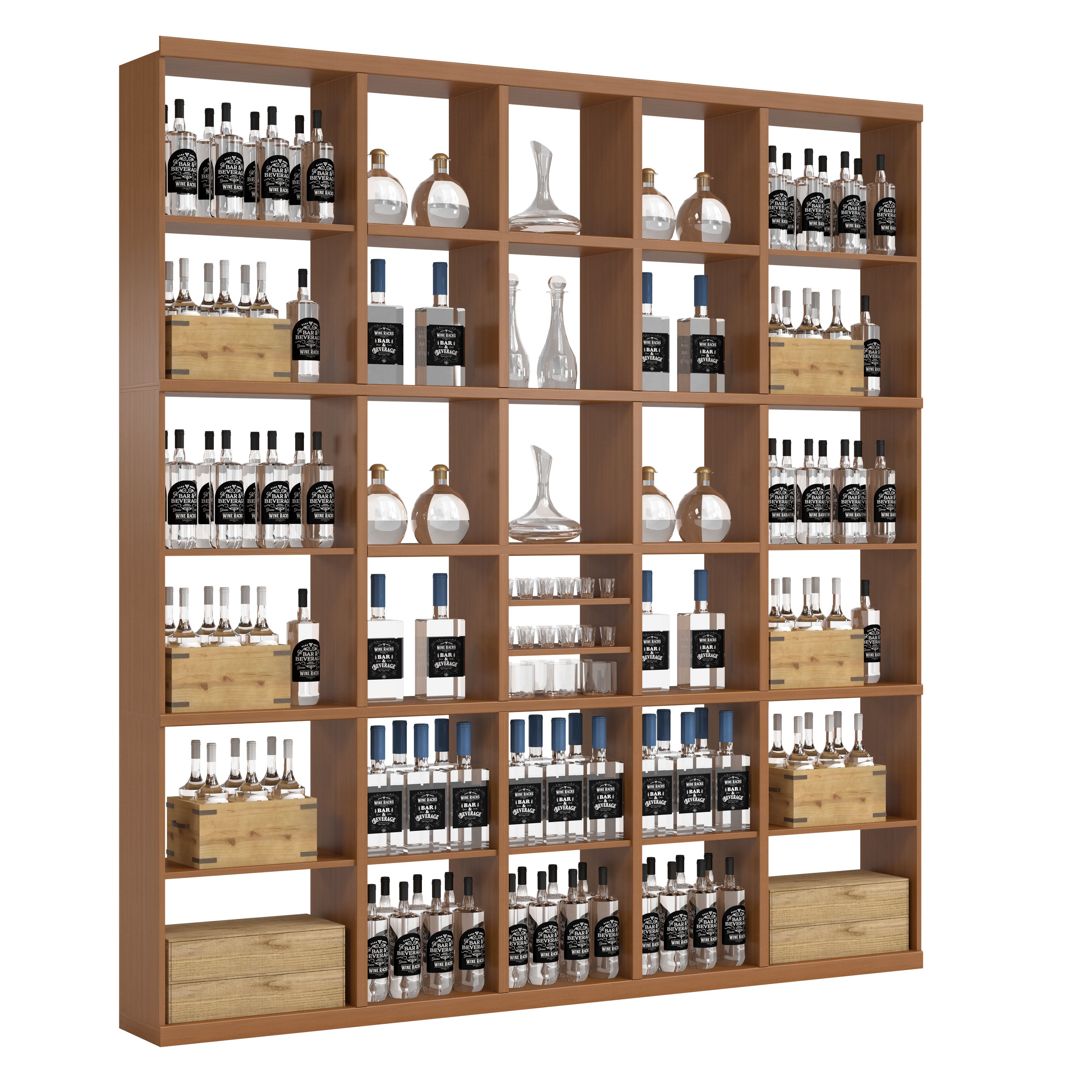 Bar & Beverage The Signature Display in Sapele Mahogany Unstained with WineSafe™ Satin Sealant