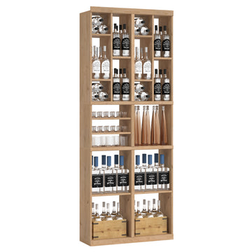 Bar & Beverage The Tower Display in Knotty Alder Unstained without WineSafe™ Satin Sealant