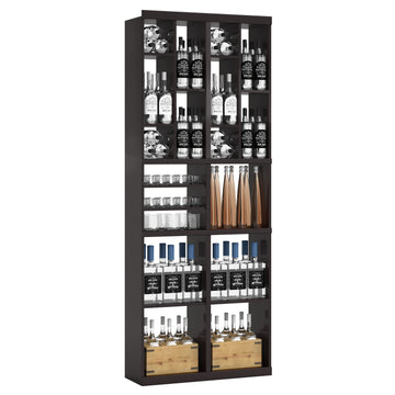 Bar & Beverage The Tower Display in Knotty Alder Black stained with WineSafe™ Satin Sealant