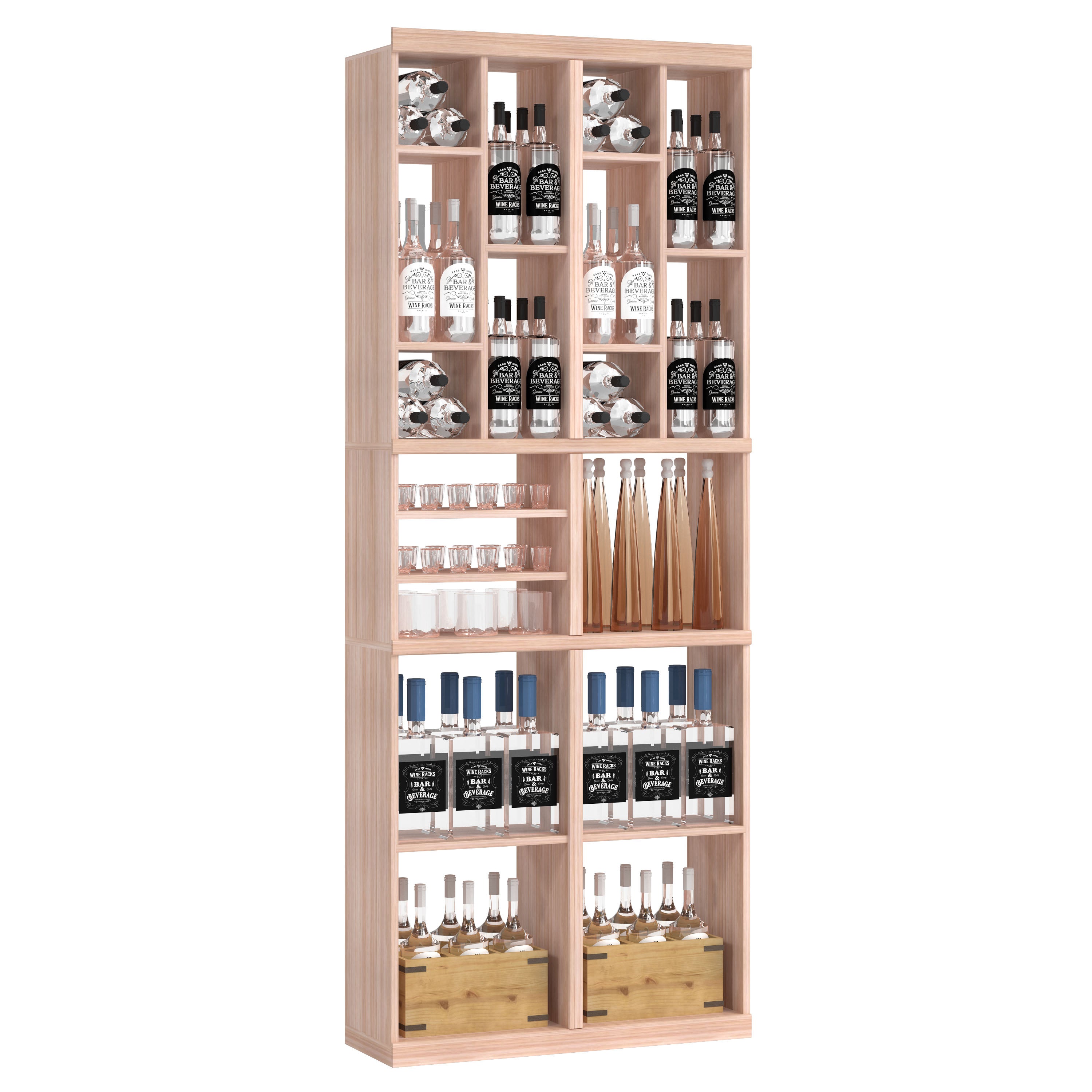 Bar & Beverage The Tower Display in Grand Mahogany Unstained without WineSafe™ Satin Sealant