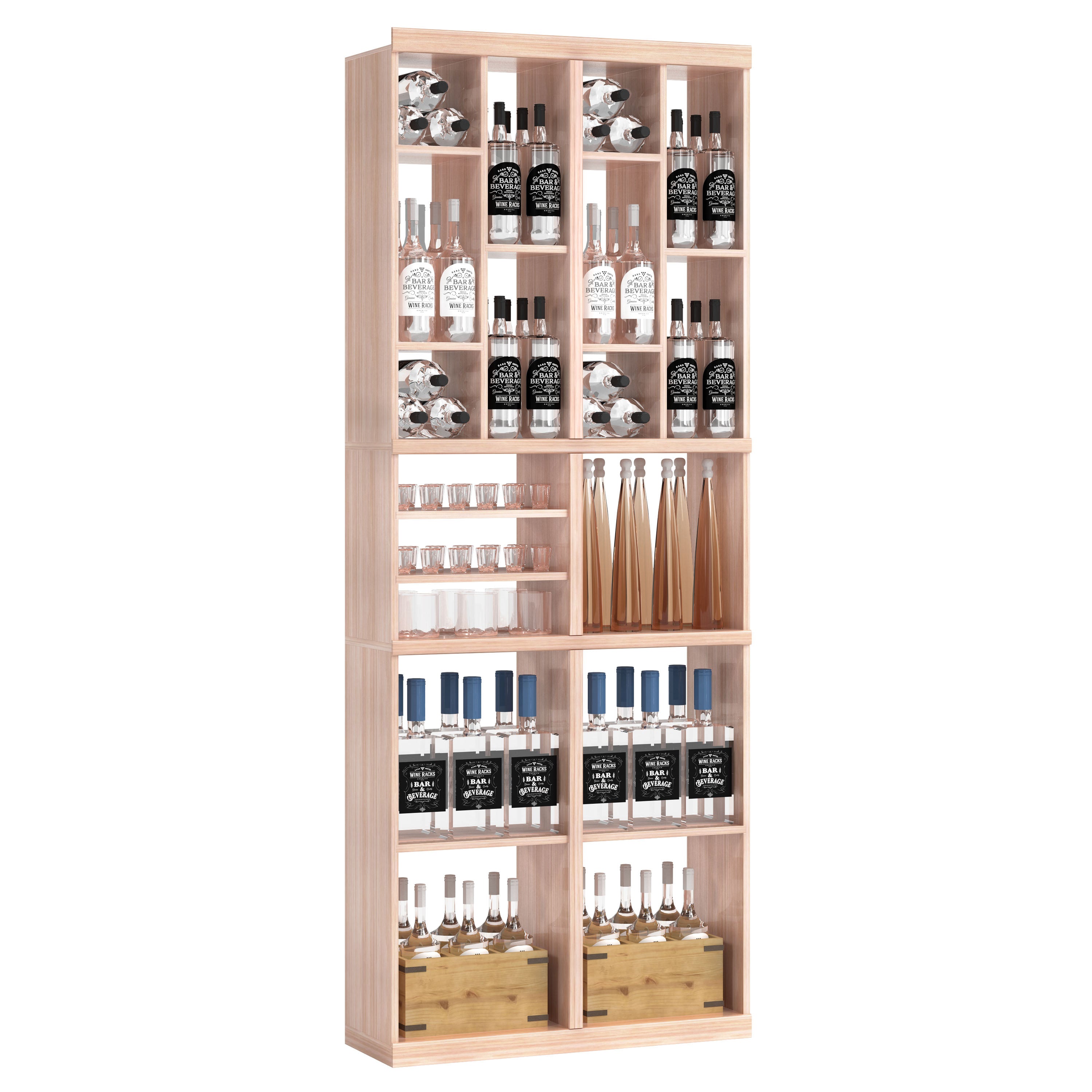 Bar & Beverage The Tower Display in Grand Mahogany Unstained with WineSafe™ Satin Sealant