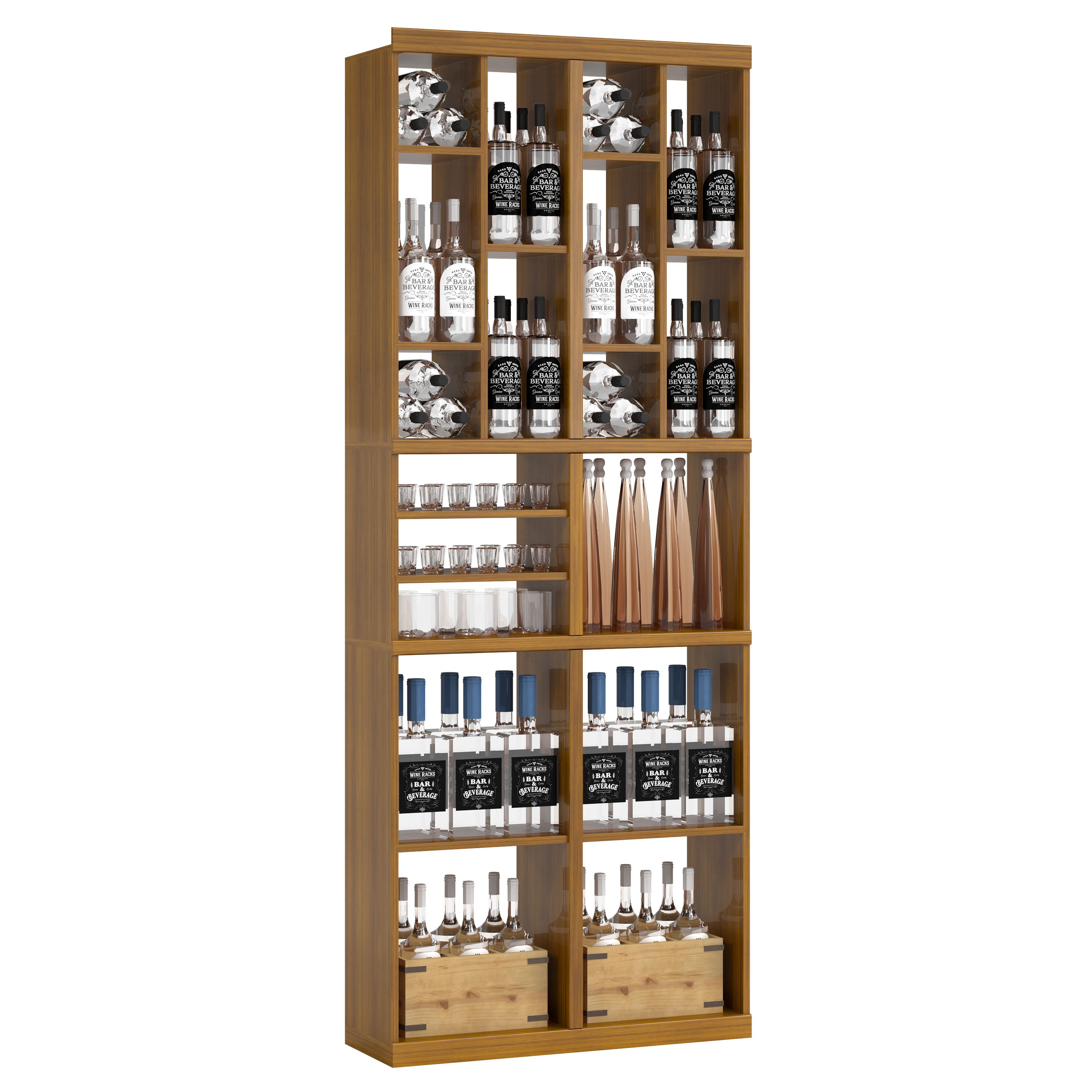 Bar & Beverage The Tower Display in Grand Mahogany Oak stained with WineSafe™ Satin Sealant