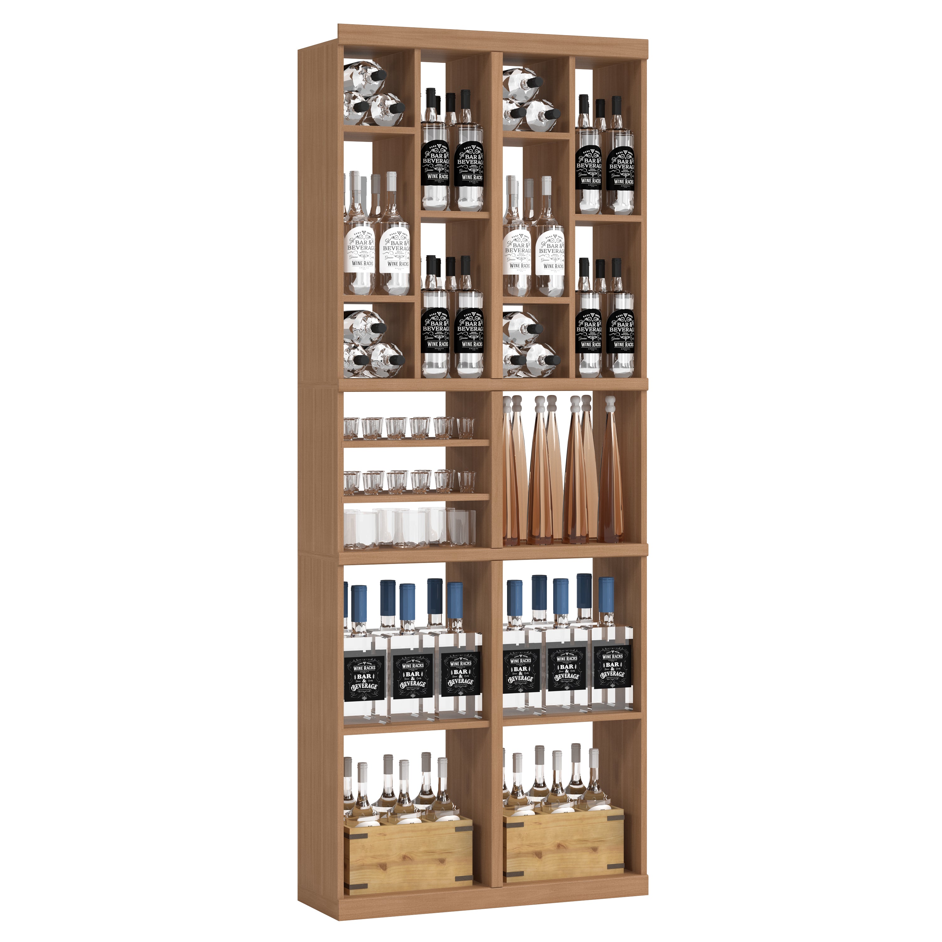 Bar & Beverage The Tower Display in Sapele Mahogany Unstained without WineSafe™ Satin Sealant