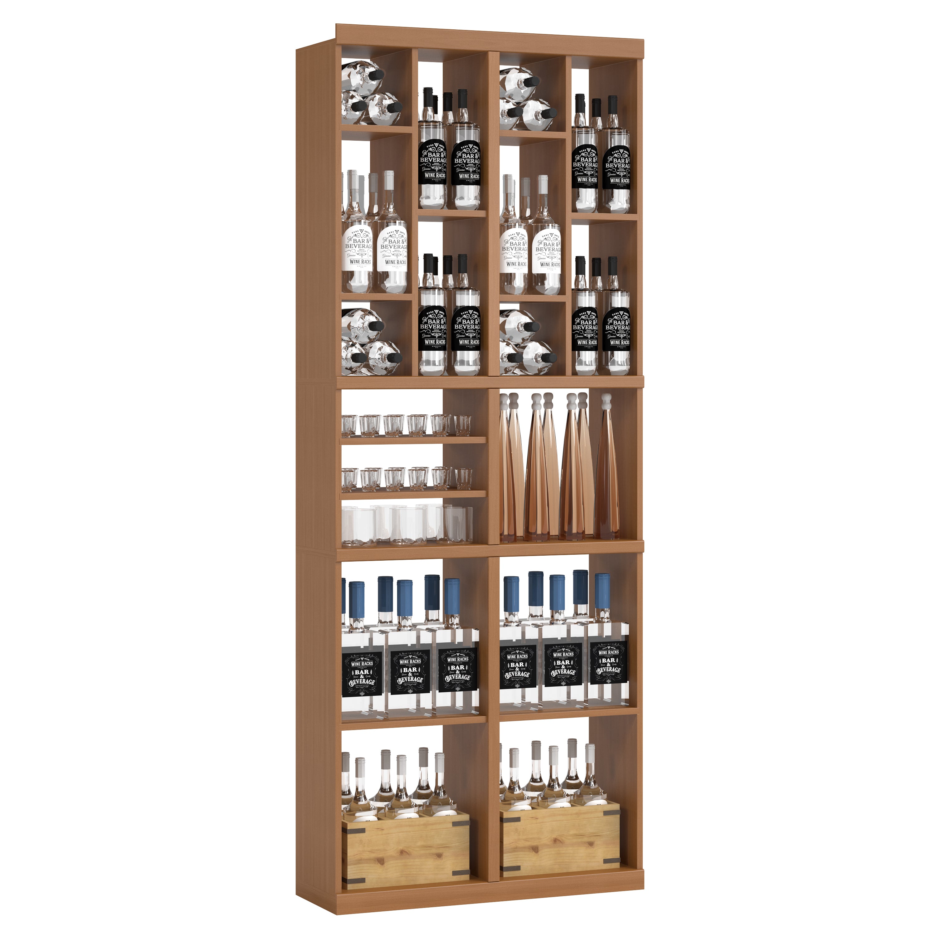 Bar & Beverage The Tower Display in Sapele Mahogany Unstained with WineSafe™ Satin Sealant