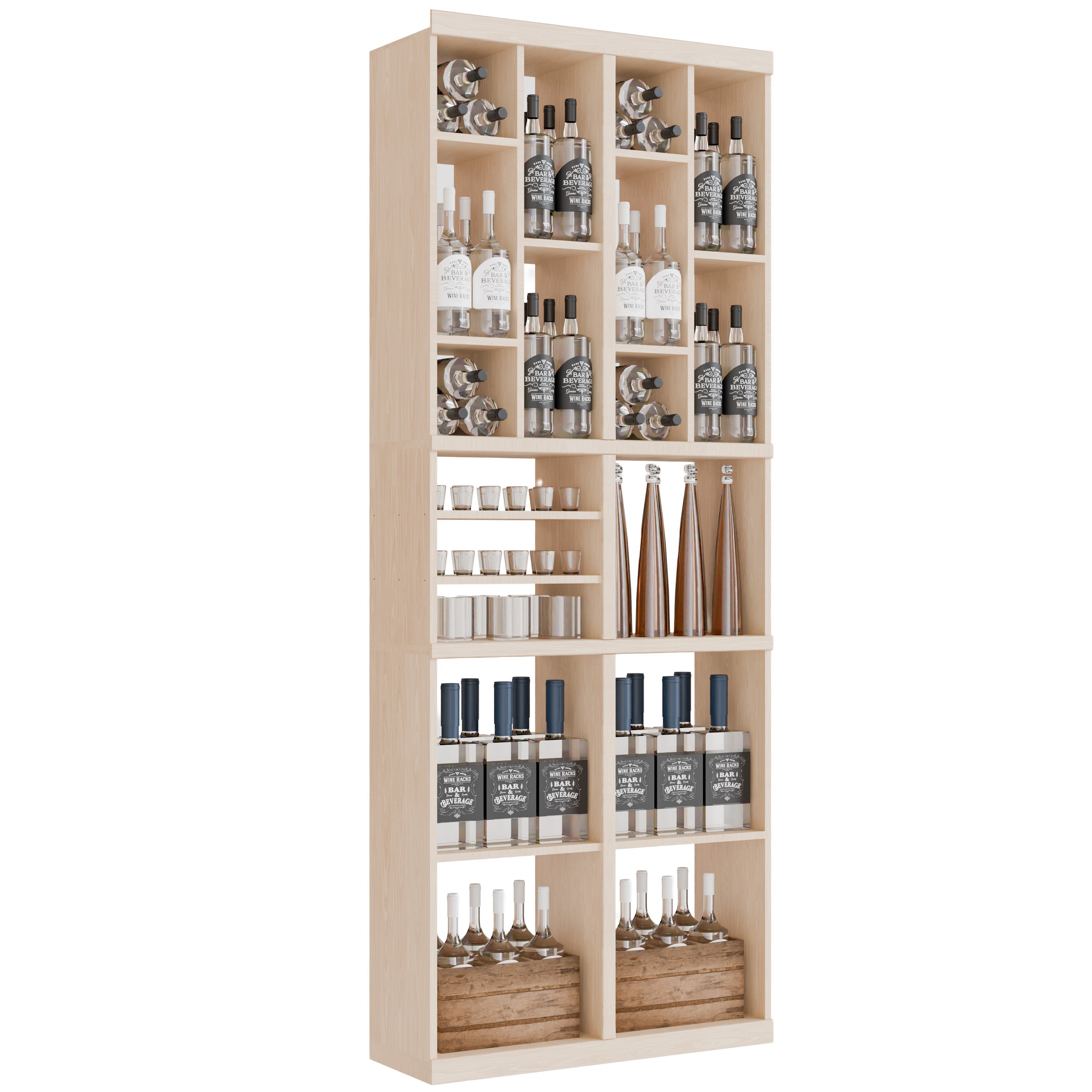 Bar & Beverage The Tower Display in White Oak Unstained without WineSafe™ Satin Sealant