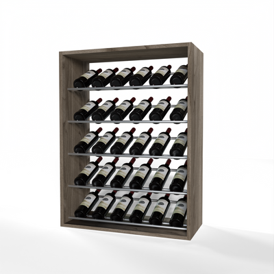 GrandCellar - 6 Column Full-Depth Label-Forward Wine Base Display - 36" - Silver Metal Rods