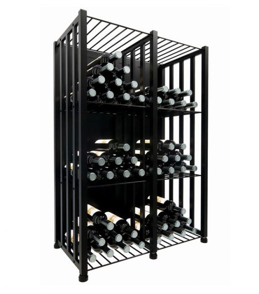 Wine Locker Short Kit (48-192 Bottles) in Double Wide (96 Bottles) Matte Black