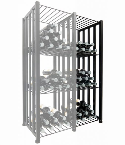 Wine Bin Extender (48 Bottle) in Single Wide (Adds 48 Bottles) Matte Black
