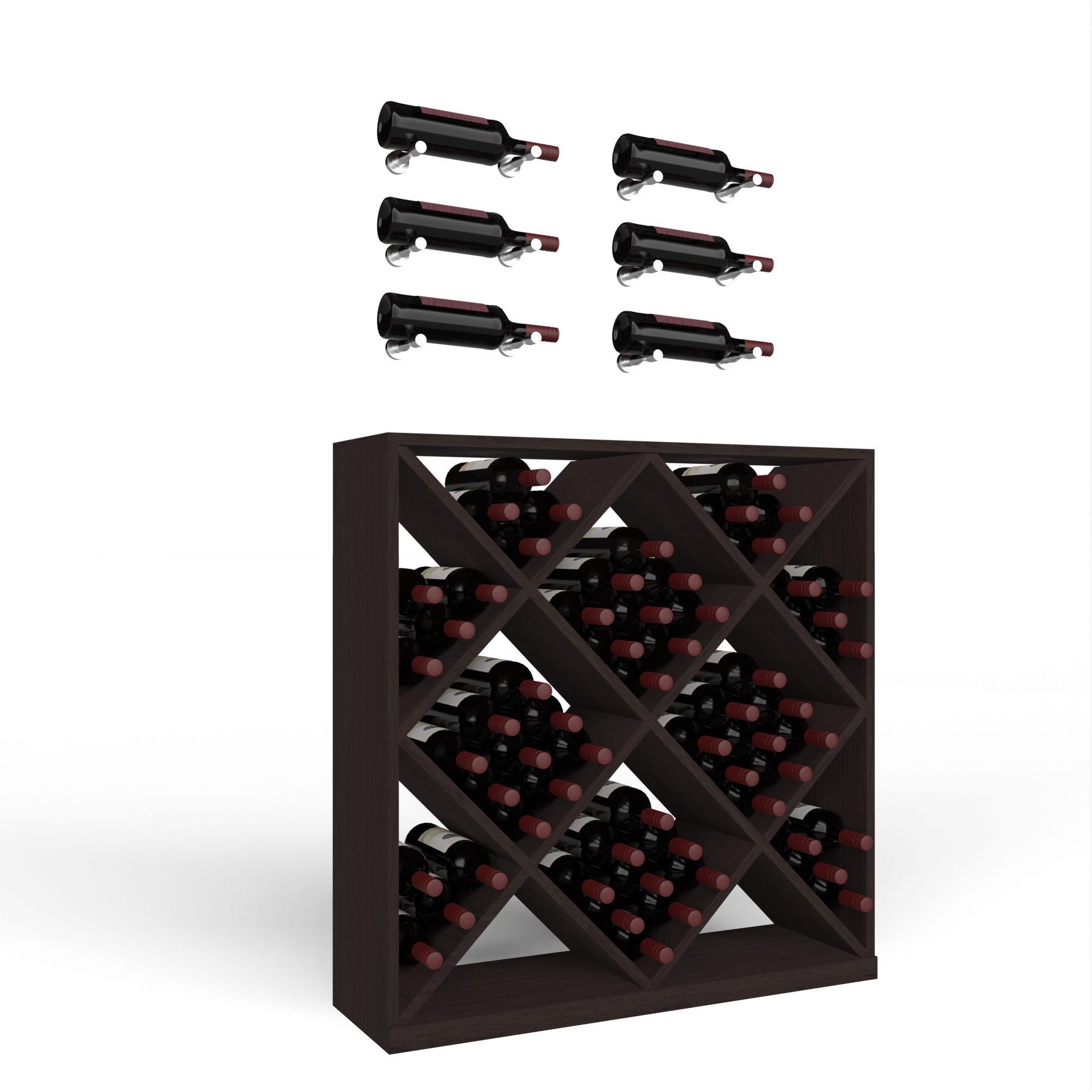 Wine Room Essentials Bundle - Diamond Cube x Vino Pin Designer Kit in Milled Aluminum Metal in Grand Mahogany Black stained without WineSafe™ Satin Sealant