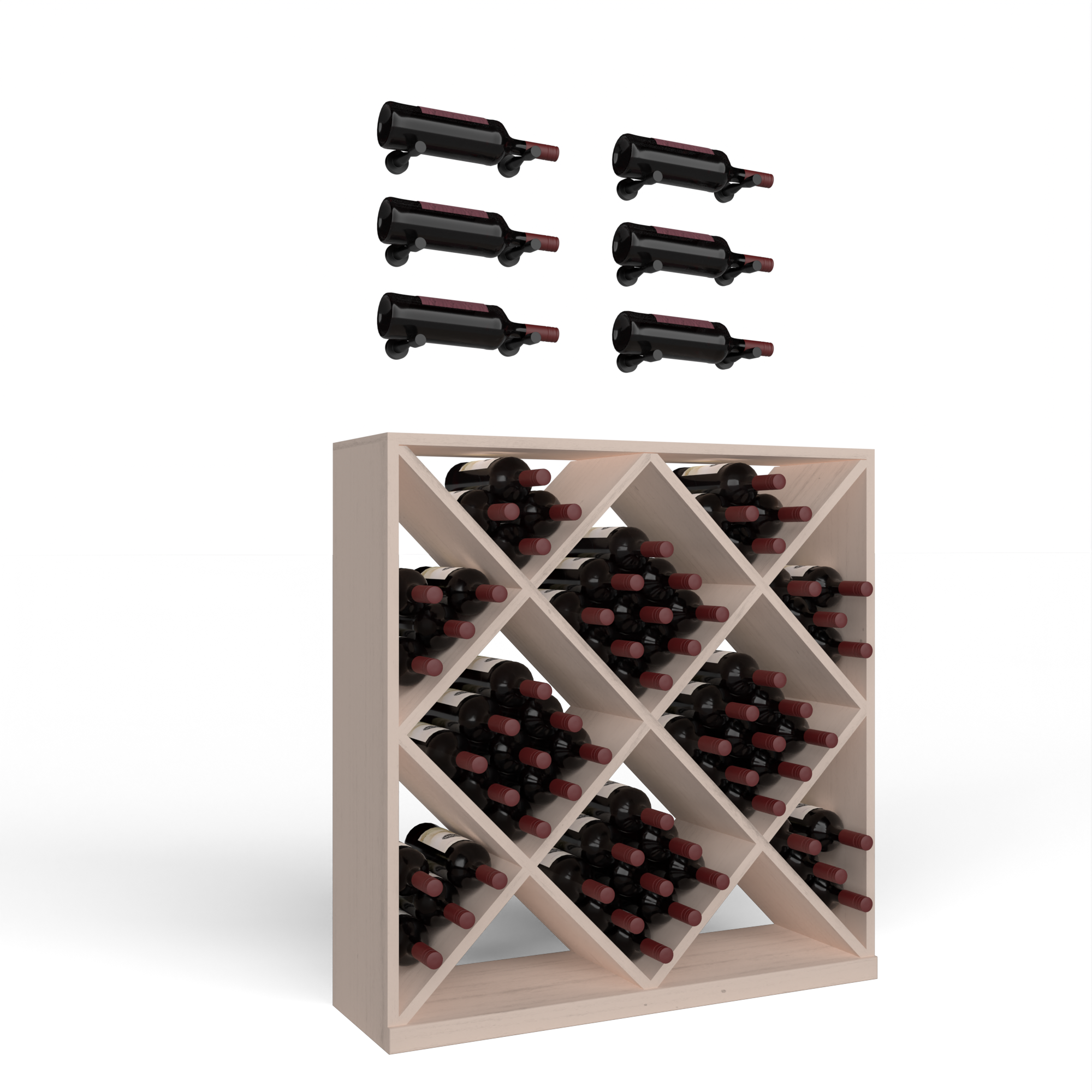 Wine Room Essentials Bundle - Diamond Cube x Vino Pin Designer Kit in Matte Black Metal in Grand Mahogany Greywash stained without WineSafe™ Satin Sealant