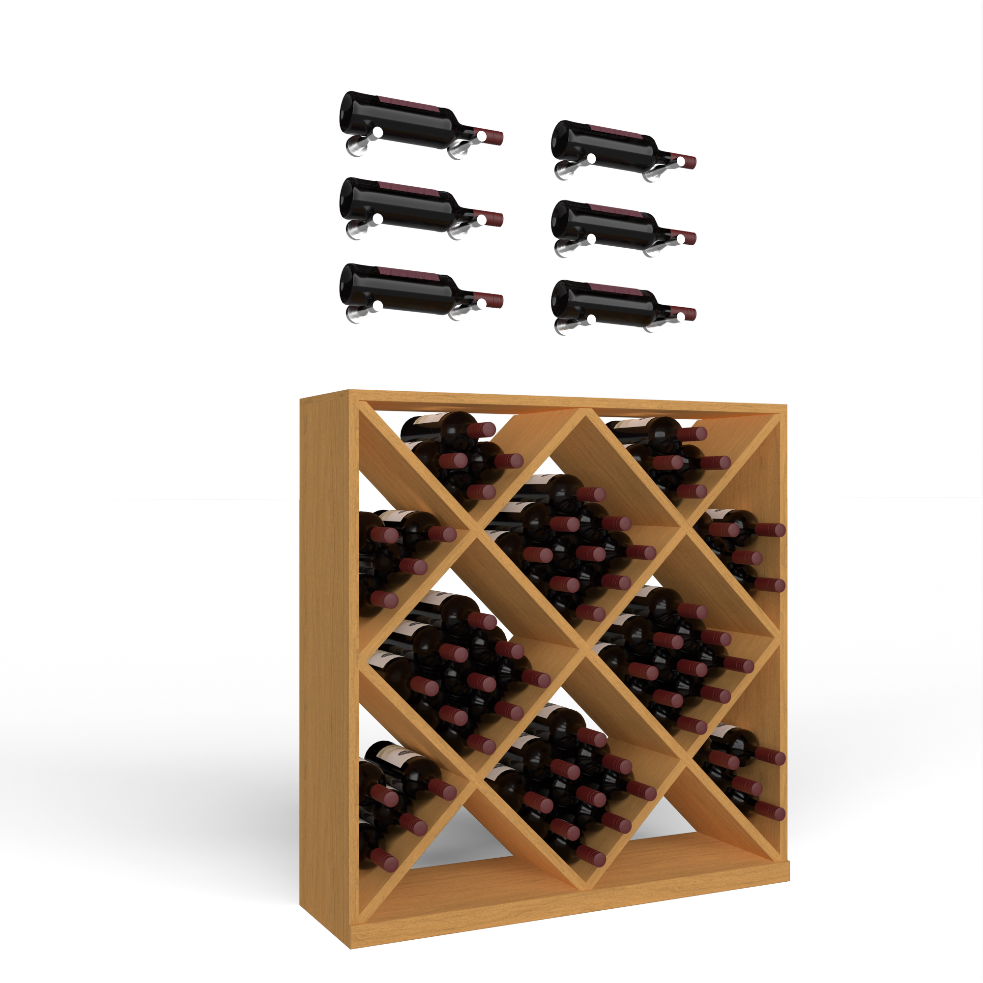 Wine Room Essentials Bundle - Diamond Cube x Vino Pin Designer Kit in Milled Aluminum Metal in Grand Mahogany Oak stained without WineSafe™ Satin Sealant