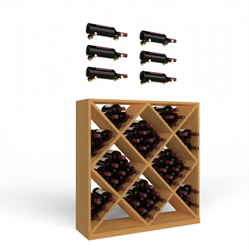Wine Room Essentials Bundle - Diamond Cube x Vino Pin Designer Kit in Golden Bronze Metal in Grand Mahogany Oak stained without WineSafe™ Satin Sealant