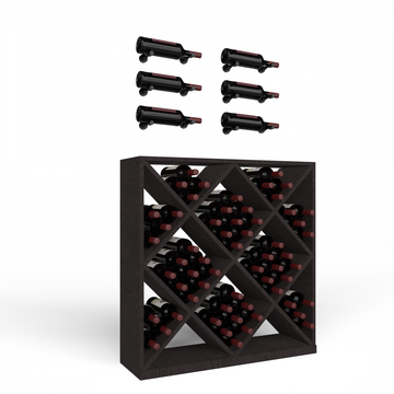 Wine Room Essentials Bundle - Diamond Cube x Vino Pin Designer Kit in Matte Black Metal in Ponderosa Pine Black stained without WineSafe™ Satin Sealant