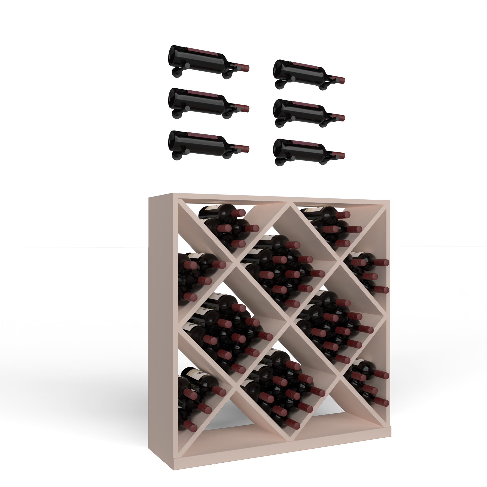 Wine Room Essentials Bundle - Diamond Cube x Vino Pin Designer Kit in Matte Black Metal in Ponderosa Pine Greywash stained without WineSafe™ Satin Sealant
