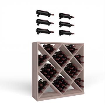 Wine Room Essentials Bundle - Diamond Cube x Vino Pin Designer Kit in Matte Black Metal in Premium Redwood Greywash stained without WineSafe™ Satin Sealant